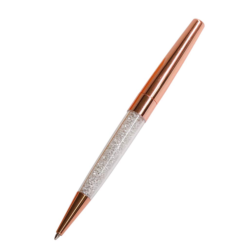 12Pcs Hibye Rose Gold & Silver Diamond Ballpoint Pens - Fine Black Ink, Crystal Decor, Metal Rollerball Pen with Ring for Wedding, Office, Gift Giving | Elegant Writing for Special Occasions & Daily Use