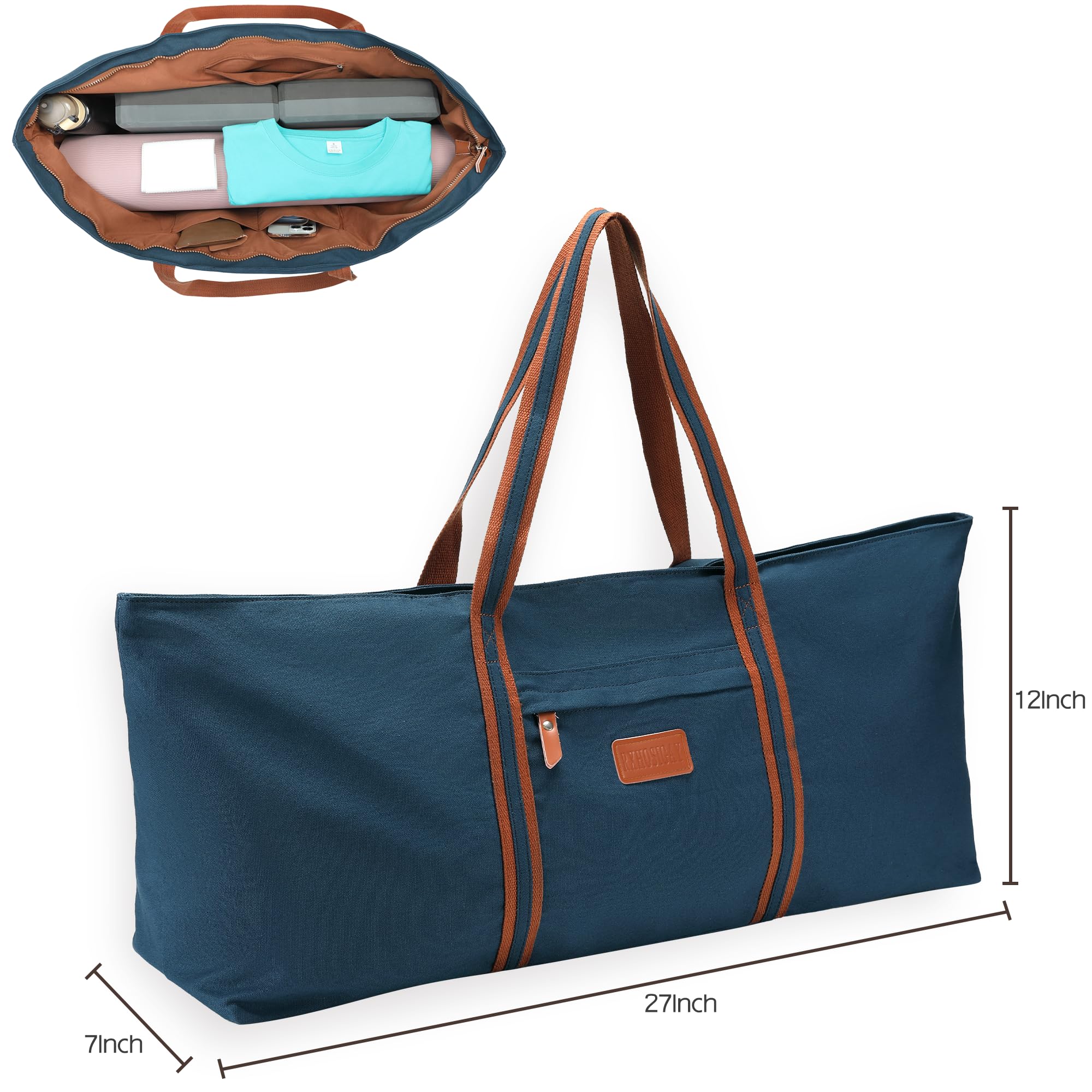 Extra Large Yoga Mat Tote Bag with Multi-Functional Storage Pockets - Full-Zip Gym Bag for Pilates, Sports & Fitness - Perfect for Yoga Classes, Gym Workouts & Travel