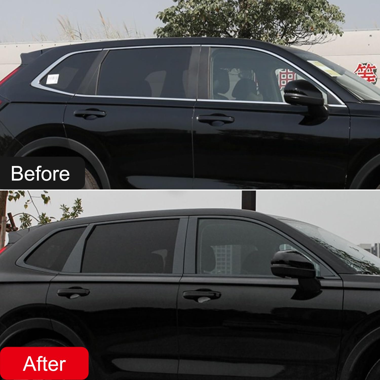 2023-2025 Honda CRV CR-V Car Window Sill & Middle Post Molding Cover Trim - 16PCS ABS Gloss Black Exterior Accessories | Perfect for Car Customization & Protection