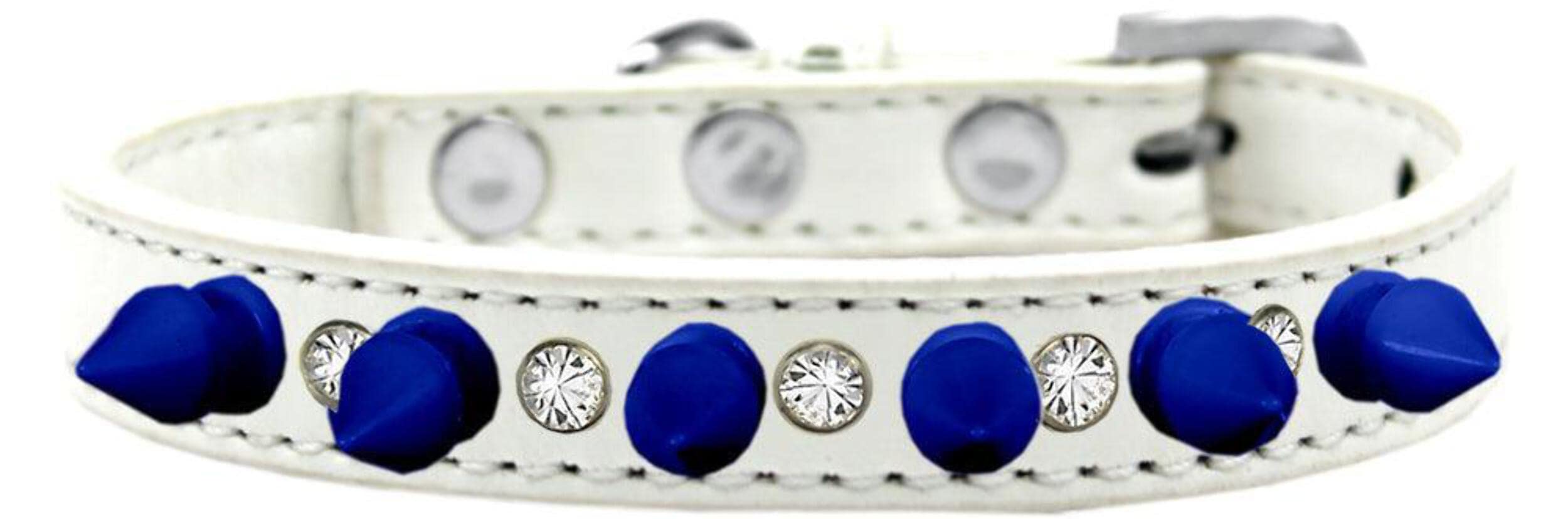 Red Dog Spike Collar with Blue Spikes & Crystals for Pets - Stylish & Protective