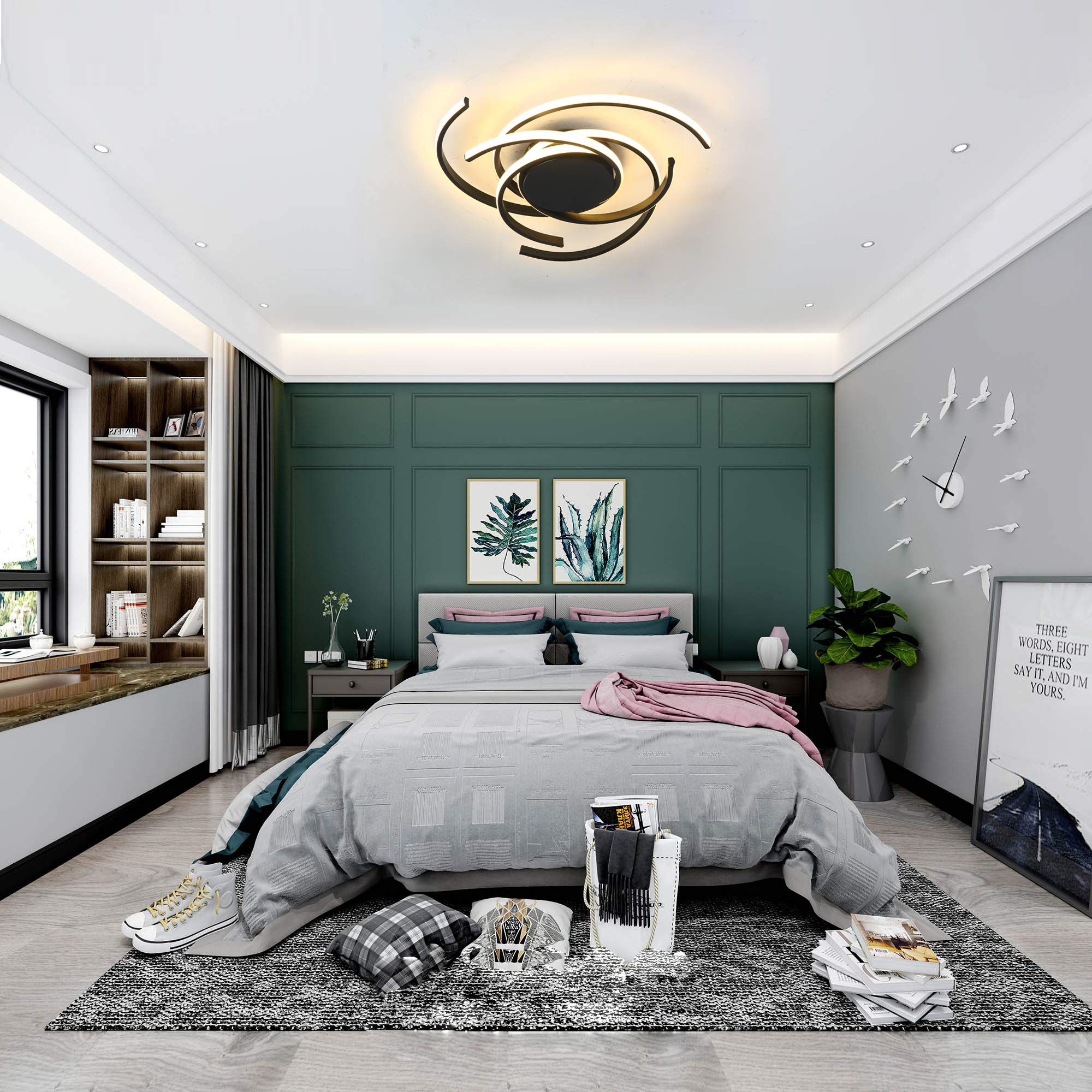 Modern Dimmable LED Ceiling Light with Remote Control - Acrylic Flush Mount Chandelier for Living Room, Dining Room & Bedroom | Energy-Efficient Flower Design Hanging Lamp for Home Decor & Ambient Lighting