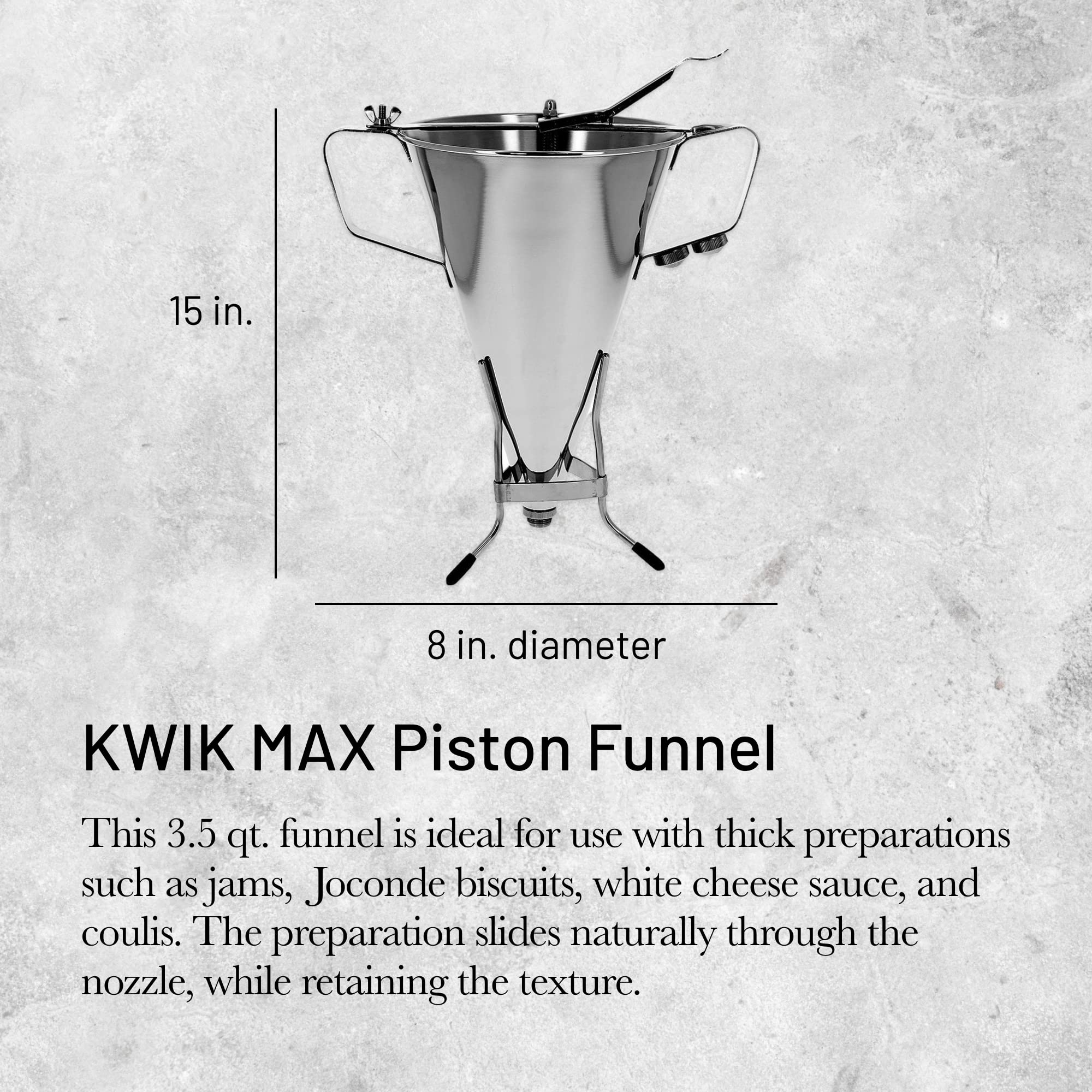 de Buyer KWIK MAX 3.5 qt Stainless Steel Kitchen Funnel - Leak-Proof Piston Design for Liquids & Semi-Liquids - Dishwasher Safe French-Made - Perfect for Canning, Baking, Oil Pouring & DIY Cosmetics