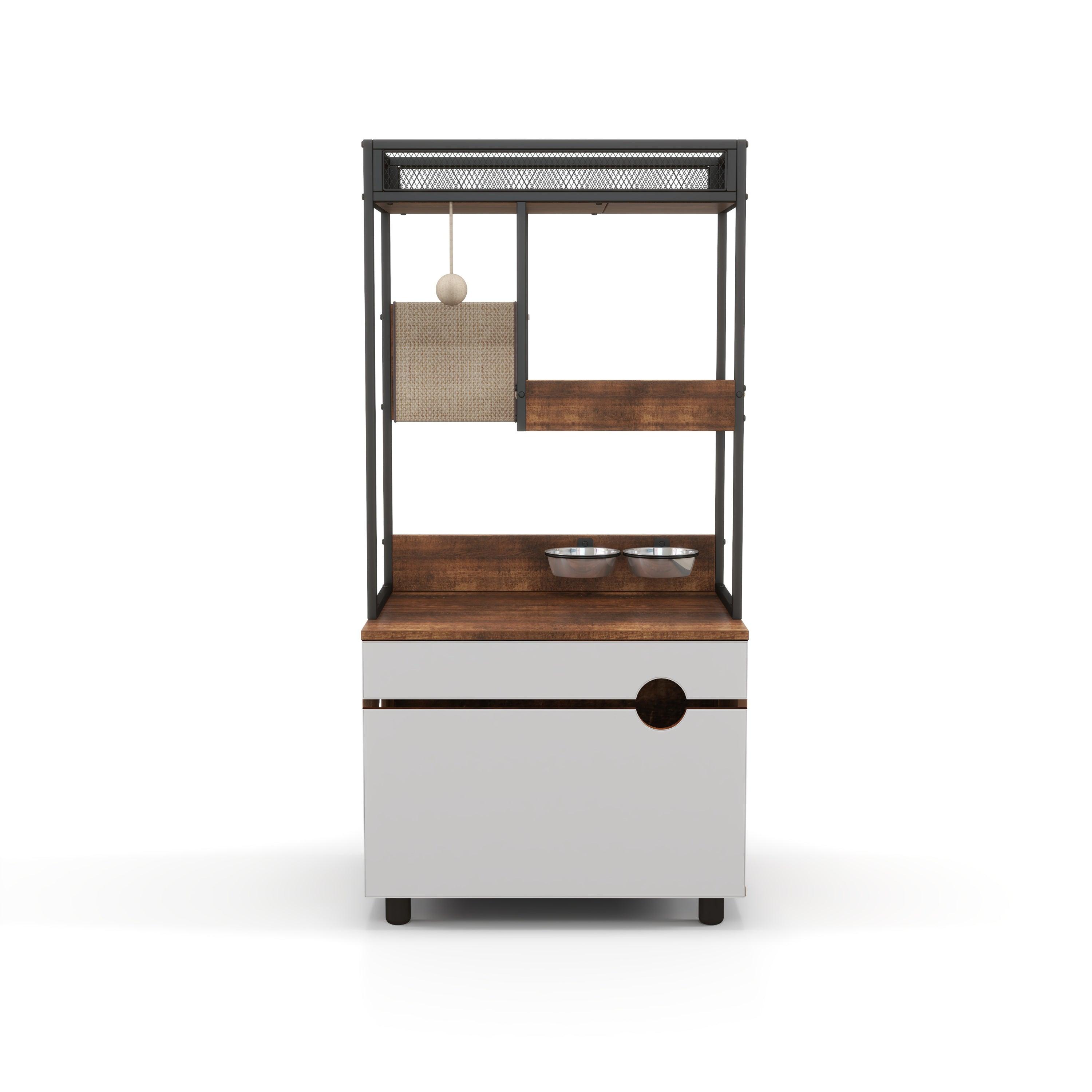 Cat Litter Box Enclosure with Cat Tree Tower - Modern Cat Furniture Cabinet for Home Decor | Perfect for Small Spaces & Multi-Cat Households