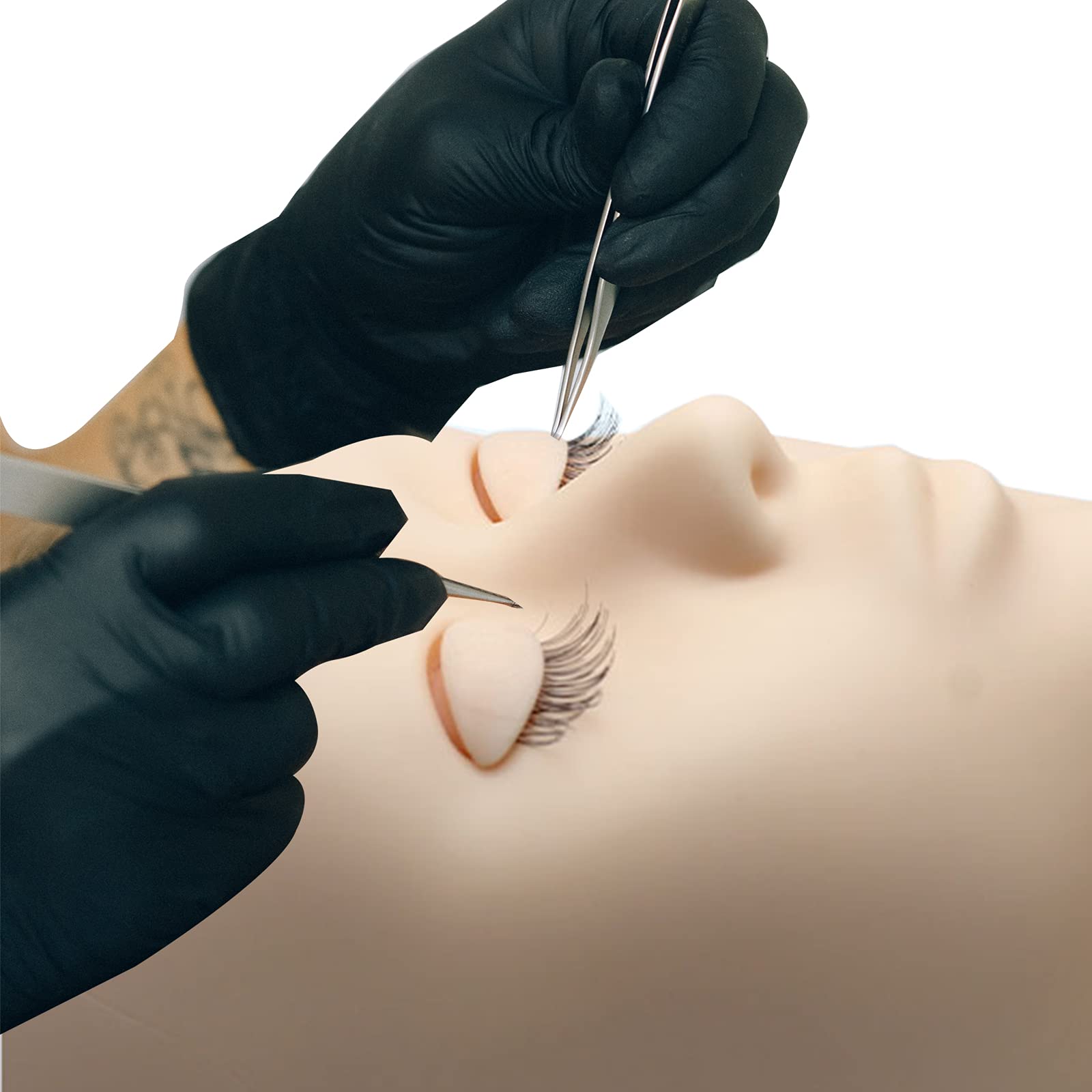 Emsiok 6 Pairs Realistic Silicone Mannequin Head Eyelids with Lashes - Removable Eyelash Training Eyelids for Lash Practice & Extensions - Perfect for Beauty Salons, Lash Technicians & DIY Home Practice