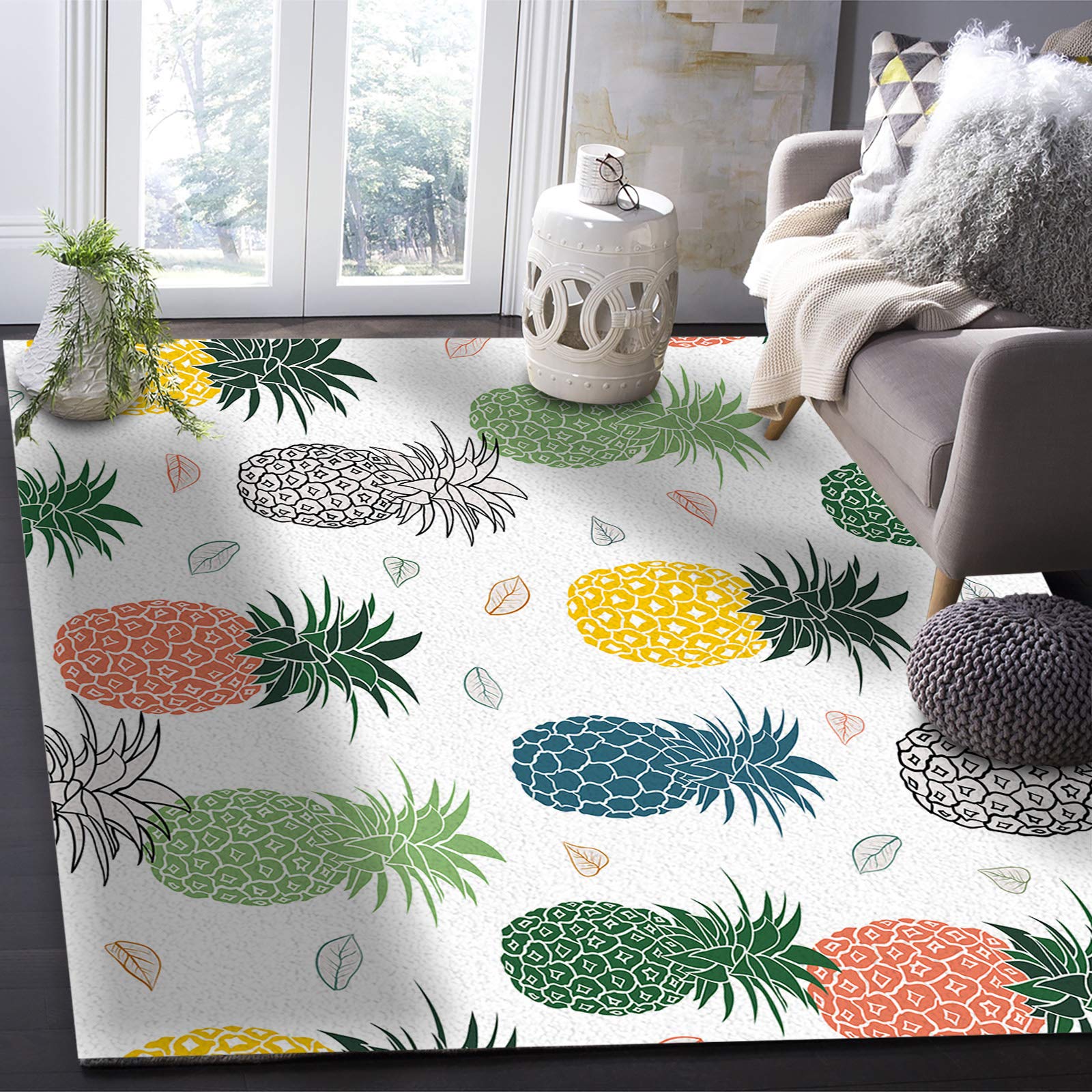 4x6ft Large Non-Slip Area Rugs for Living Room, Bedroom, Hallway - Soft Indoor Outdoor Carpet with Modern Décor | Perfect for Home, Nursery, Office & Patio Use