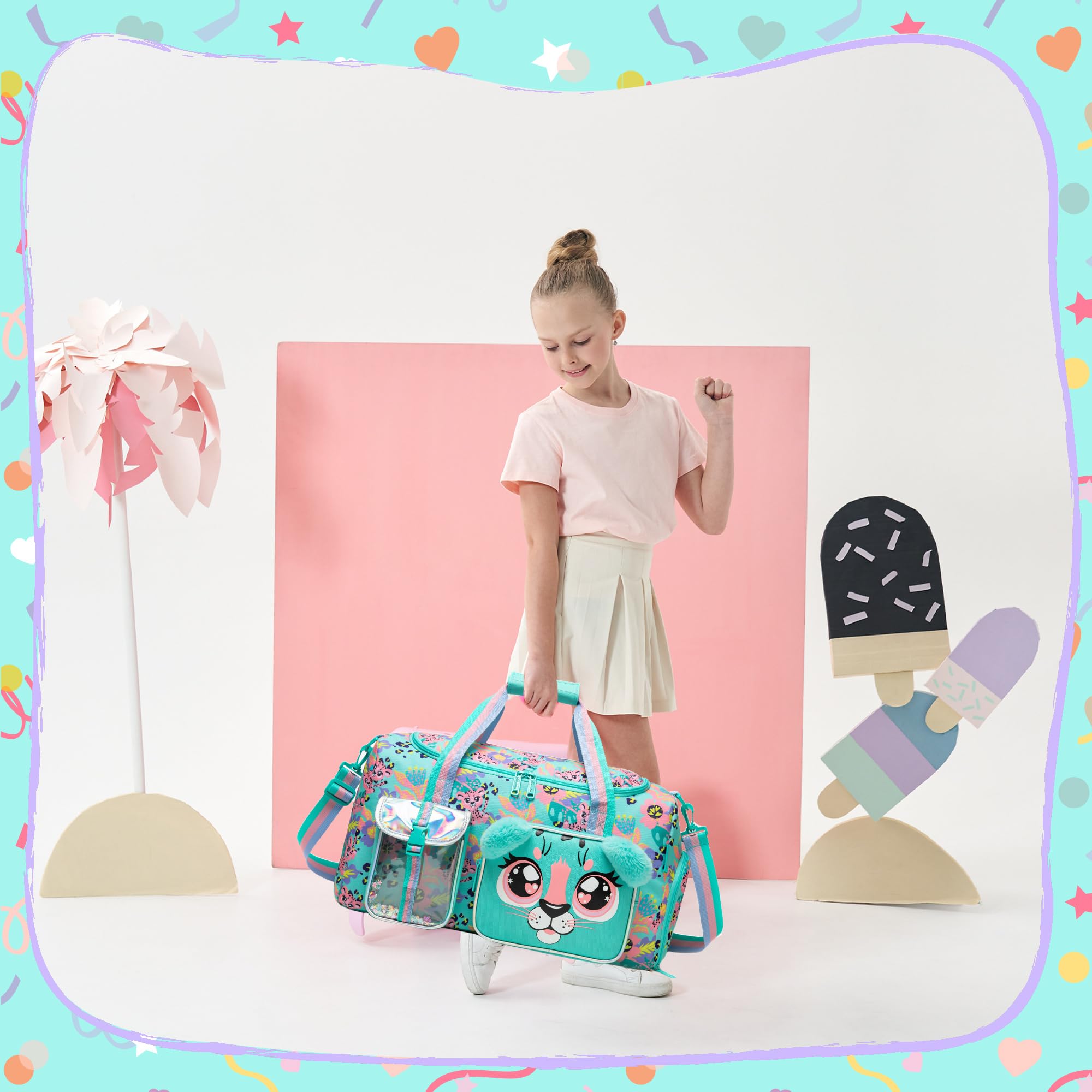 **Kids Duffle Bag for Girls - Travel, Dance, Gym & Overnight Weekender Bag with Shoe Compartment | Perfect for School, Sports & Weekend Getaways**