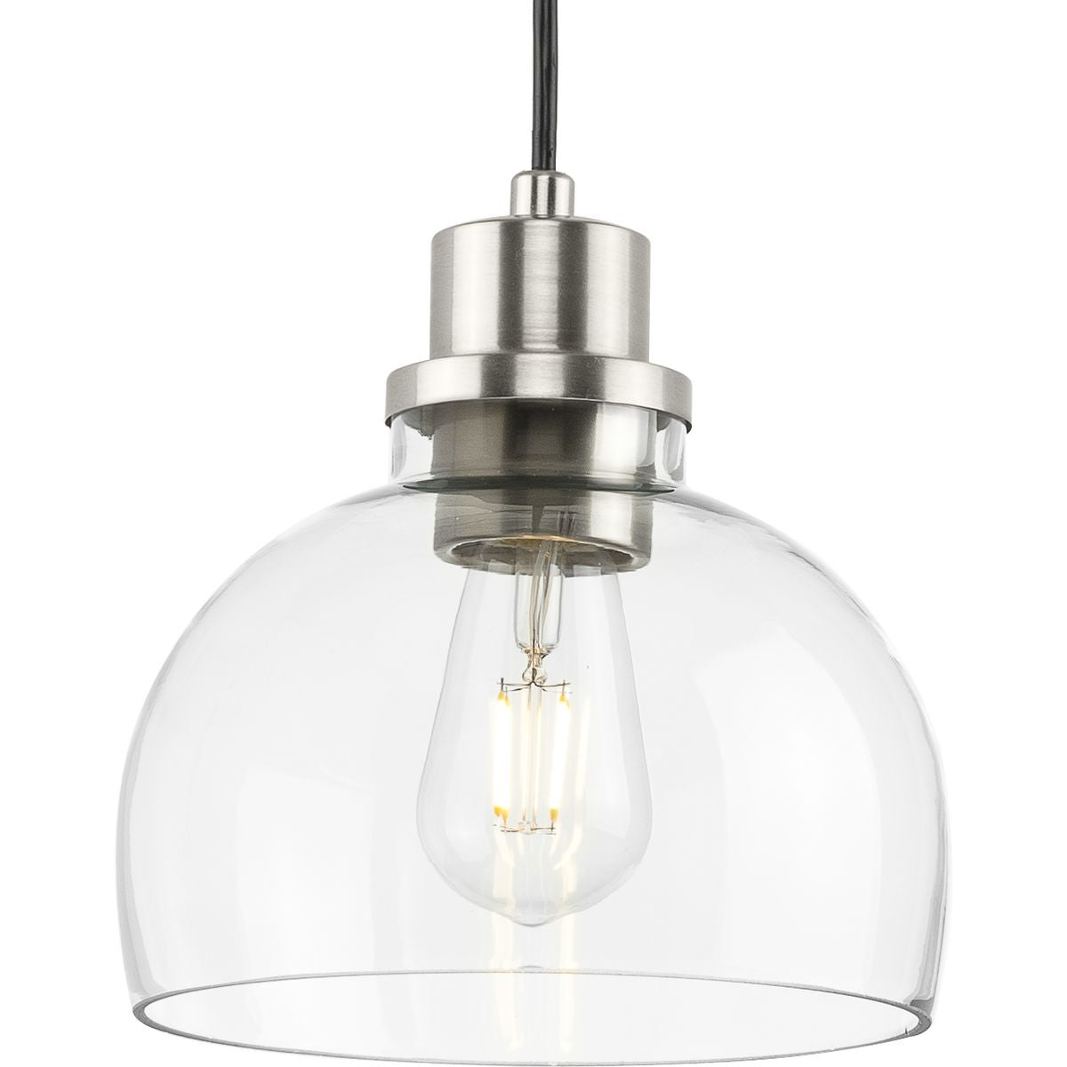 Garris Collection Clear Glass Mini Pendant Light Fixture - Modern Single Bulb Hanging Light for Kitchen Island, Dining Room, or Entryway Lighting