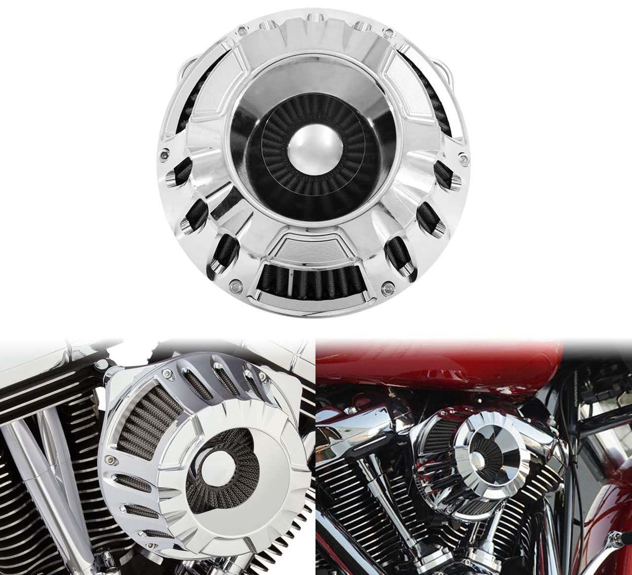 High-Performance YHMTIVTU Chrome Motorcycle Air Filter & Intake System - Compatible with Harley Sportster XL 1200, 883, 48 Roadster (2004-2019) - Enhanced Engine Performance for Street Riding & Cruising