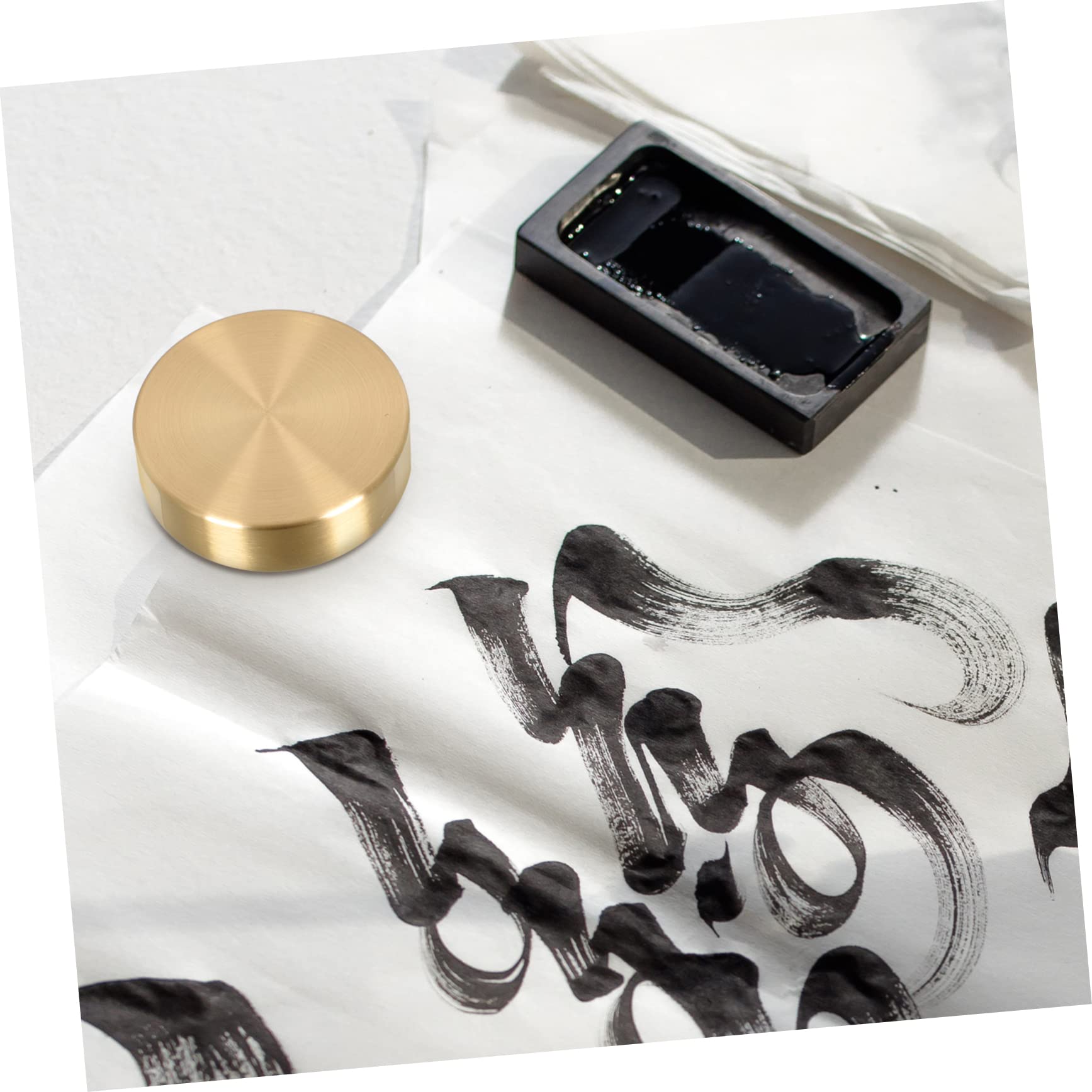 GOOHOCHY 2-Pack Brass Round Paperweights - Heavy Duty Ruler Chess Piece Design for Painting, Letters & Documents - Perfect for Office, Study & Home Decor