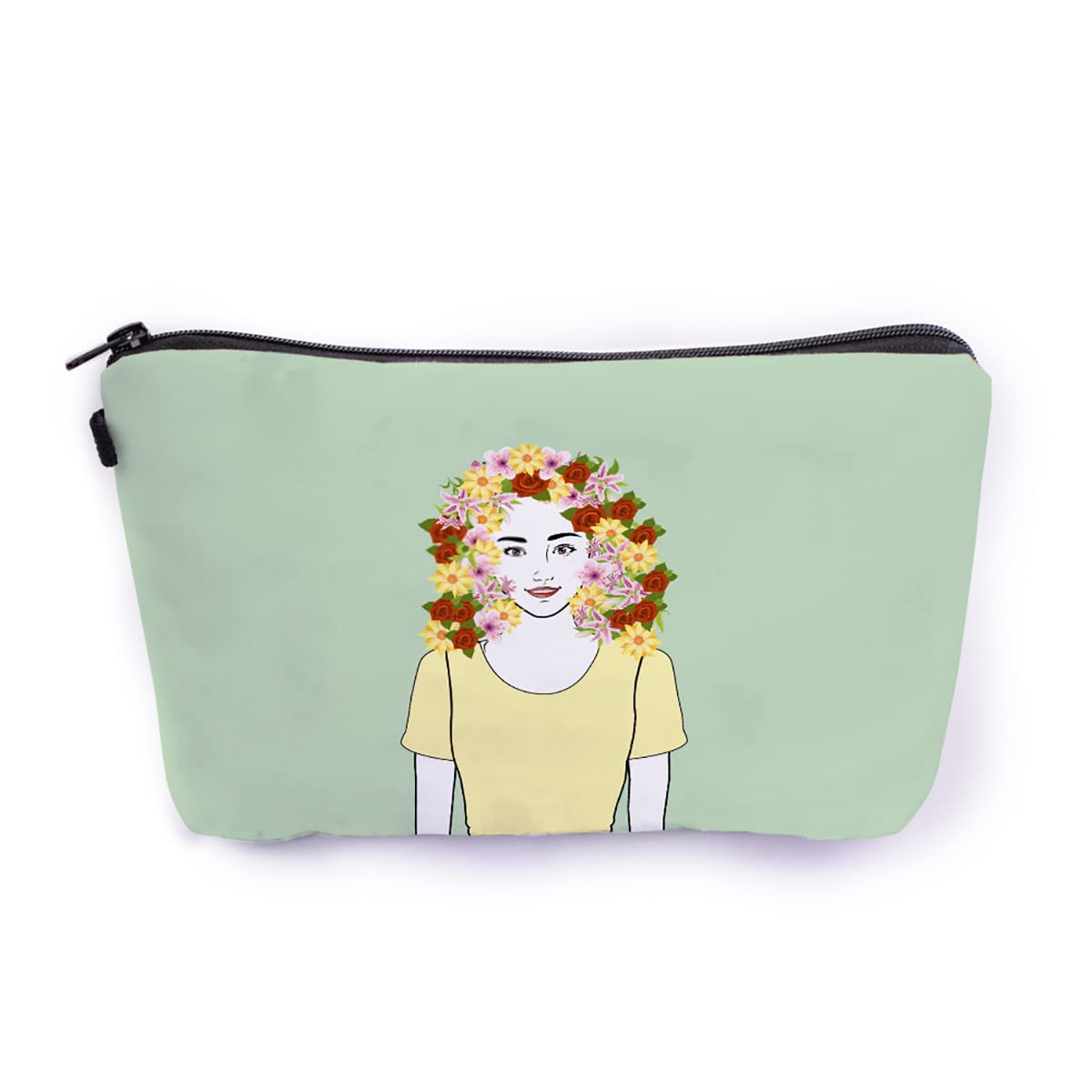 Crazyify Women's Cartoon Caricature Cosmetic Bag - Canvas Makeup Pouch for Travel & Storage | Waterproof Toiletry Organizer with Zipper | Perfect for Daily Use, Gym, Vacation & Gifts