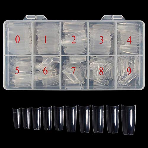 500 Pieces Clear French Acrylic Fake Nails - 10 Sizes Artificial Nails Kit for DIY & Salon Use - Perfect for Manicures, Nail Art, and Professional Nail Extensions