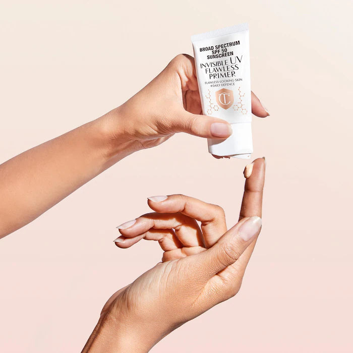 Charlotte Tilbury Invisible UV Flawless Primer SPF 50 - Lightweight Makeup Base & Sun Protection for Daily Wear