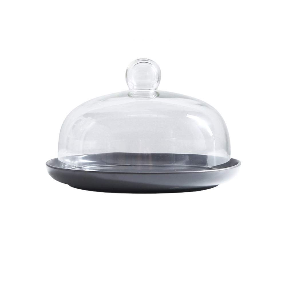 Premium 10-Inch Gray Cake Stand with Glass Cover - Versatile Serving Tray for Desserts, Cheese, Bread & Fruit Display - Ideal for Restaurants, Bakeries, Window Displays & Home Entertaining