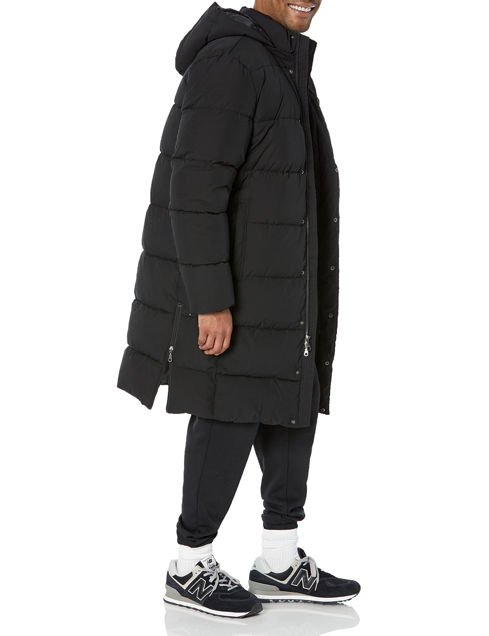 Amazon Essentials Men's Hooded Long Puffer Coat - Winter Warm Jacket for Cold Weather, Water-Resistant Outdoor Parka with Adjustable Hood - Perfect for Snow, Hiking & Daily Commute