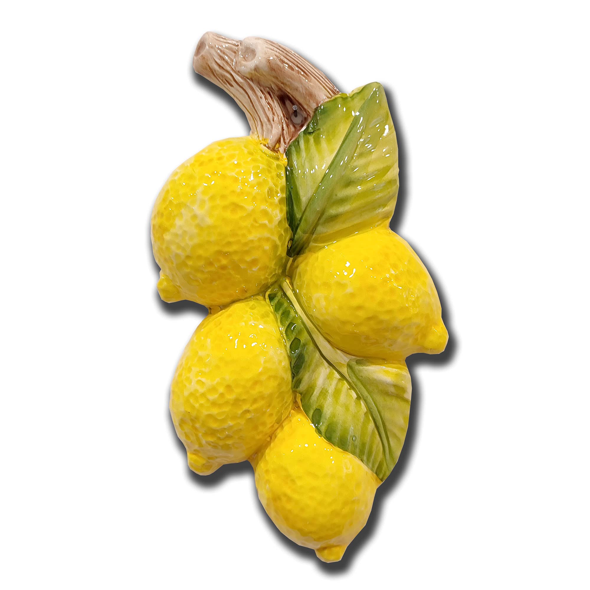 Italian Hand-Painted Ceramic Lemons - Lifelike Artificial Fruit Kitchen Wall Decor - Italian Pottery for Stylish Kitchen, Dining Room, or Farmhouse Decor