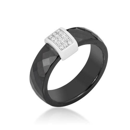 Elegant Black Ceramic Cocktail Ring for Women - Vintage Statement Jewelry for Parties, Weddings & Evening Events