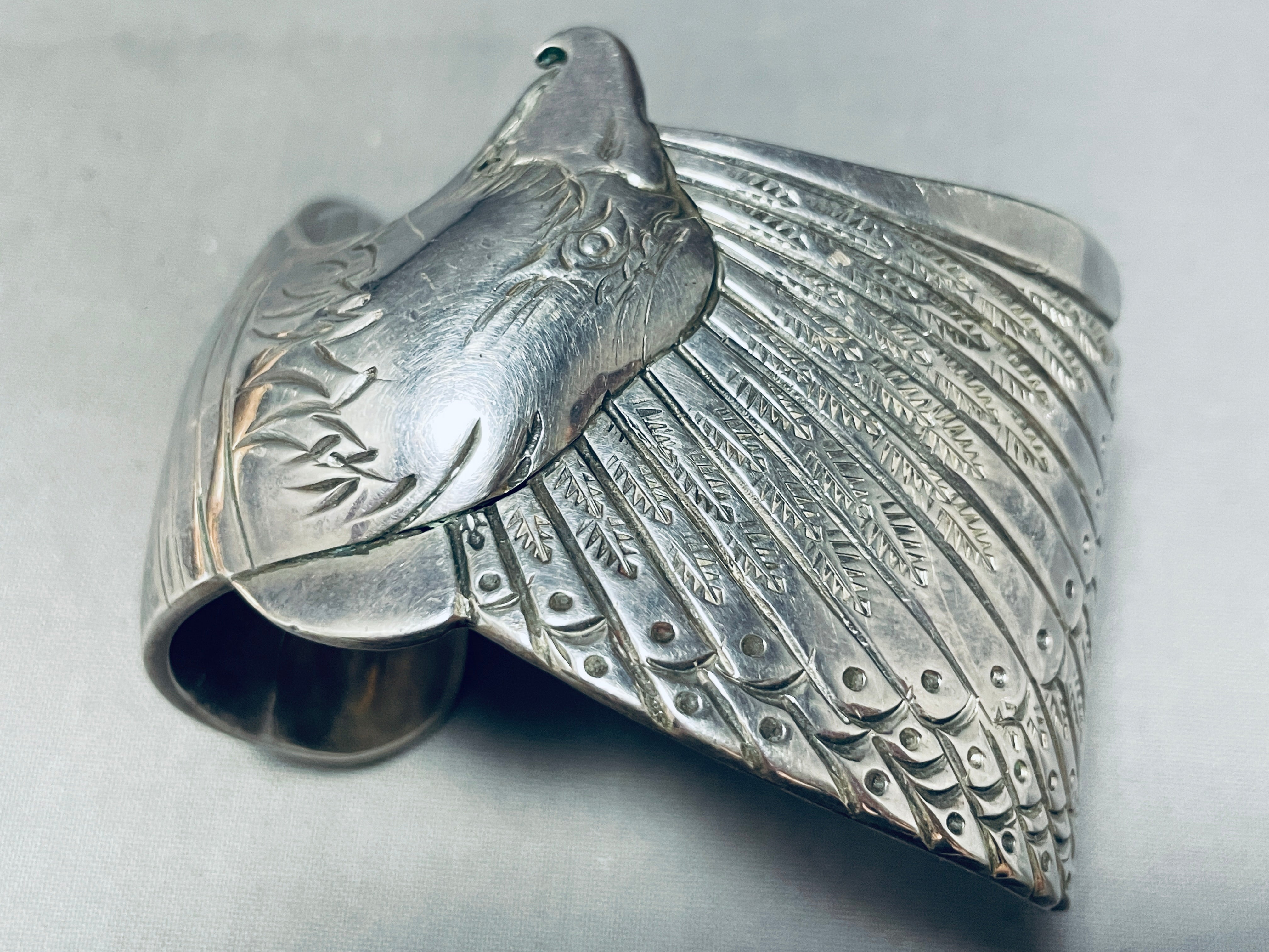 100 Gram Vintage Native American Navajo Hand Carved Eagle Sterling Silver Bracelet - Authentic Southwest Jewelry for Women & Men, Perfect for Boho Fashion, Gift Giving & Special Occasions