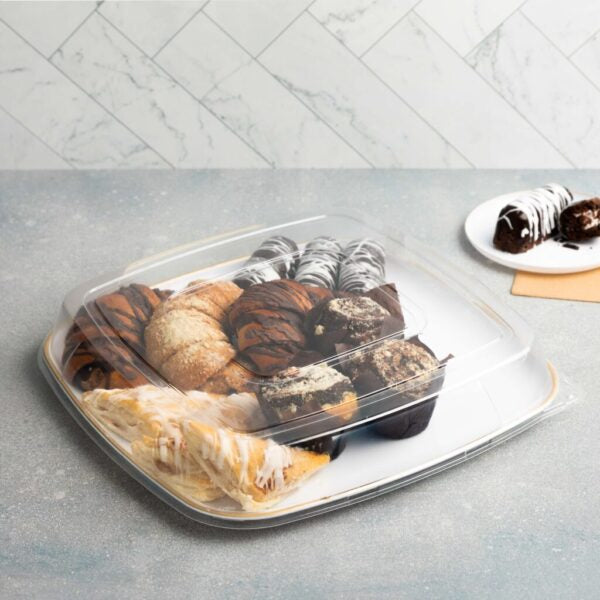 14 Inch Black Square Organic Bamboo Serving Tray - Set of 2 | Eco-Friendly Appetizer Platter for Parties, Picnics & Home Decor | Durable & Stylish Serving Dish for Entertaining