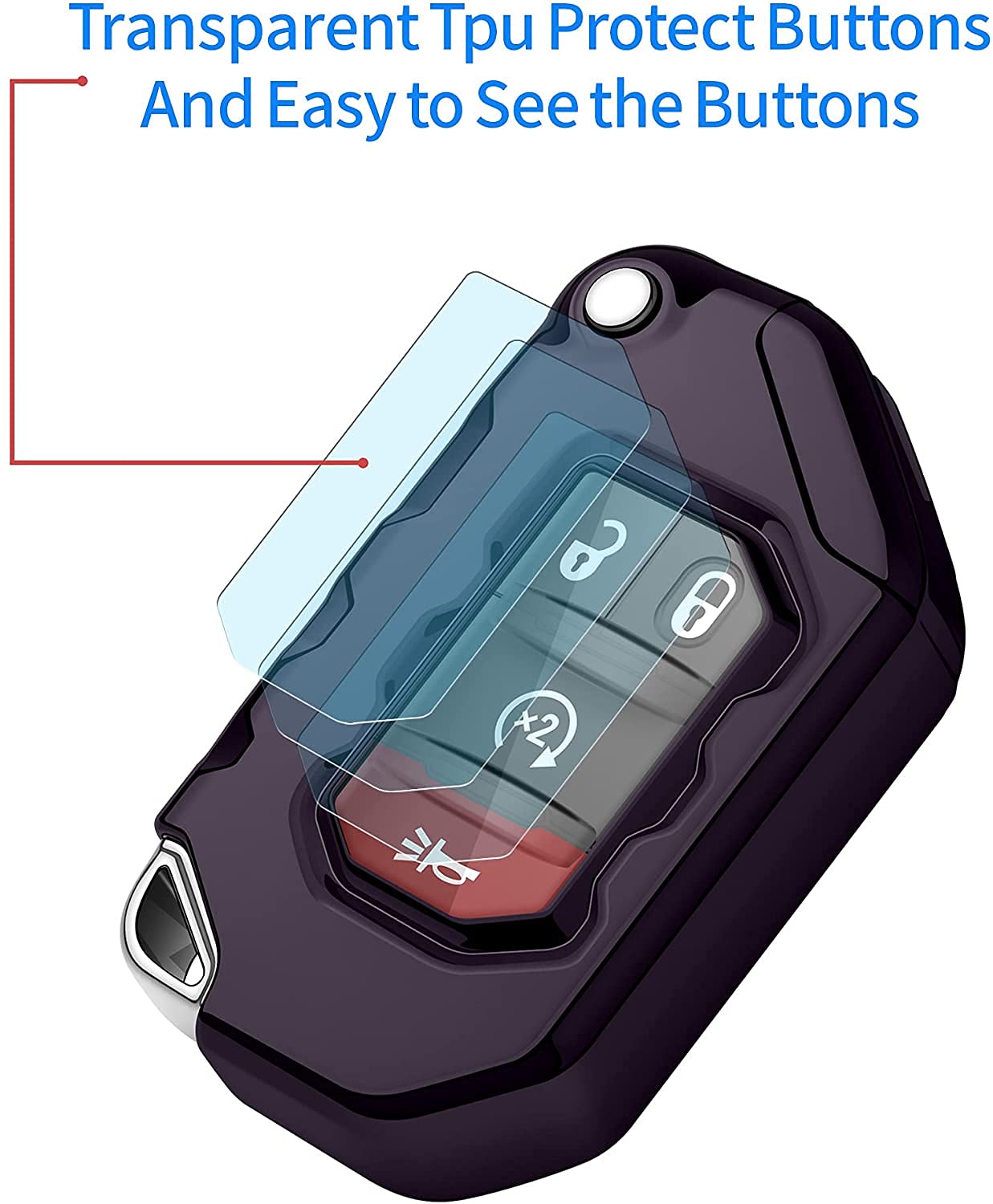 YaSeim Soft TPU Key Fob Cover Case - Compatible with 2018-2021 Jeep Gladiator JT, Wrangler JL/JLU Sahara & Rubicon Models - Durable Protective Keychain Accessory | Perfect for Off-Road Adventures, Daily Use & Key Protection