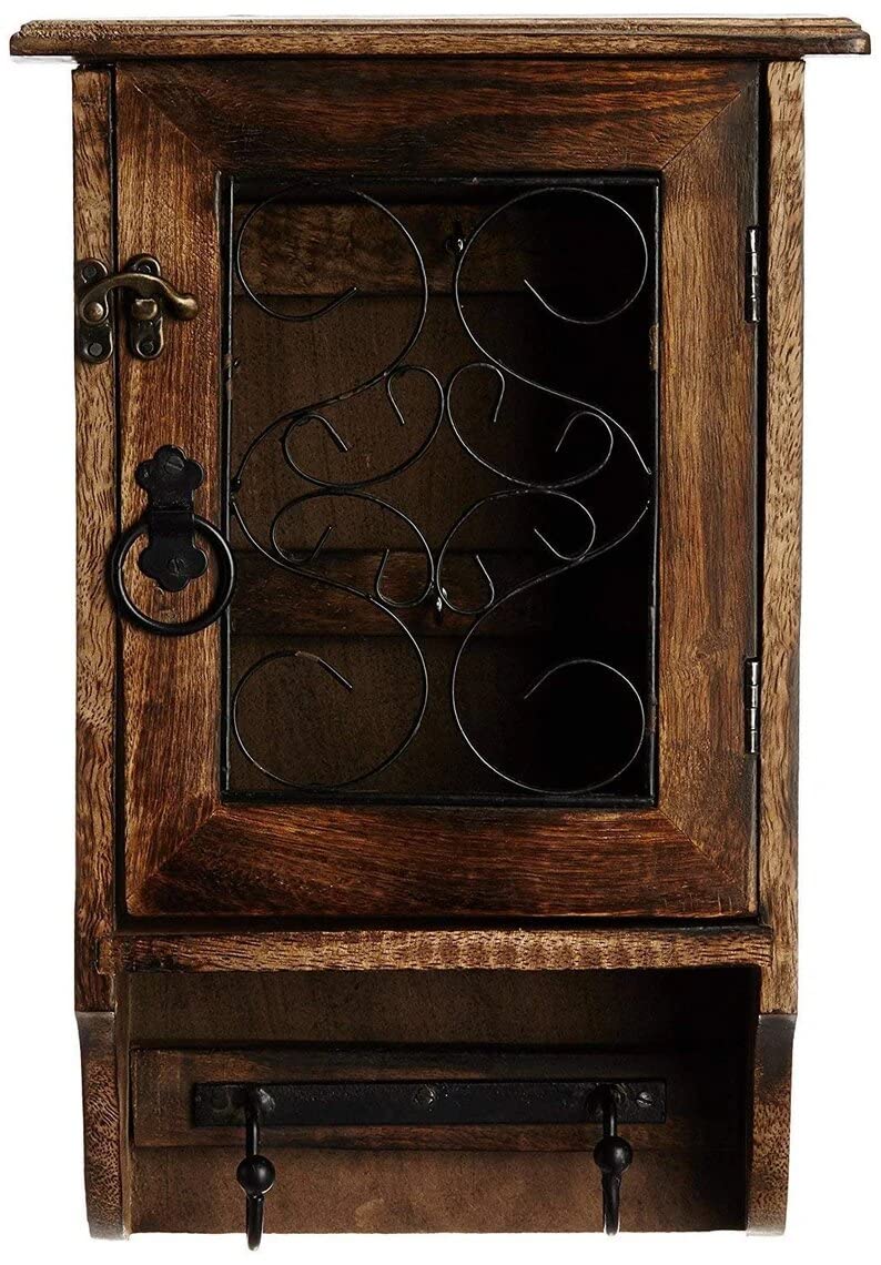 Blackperlcrafts Solid Wooden Key Box - Wall Mounted Key Holder & Cabinet with Hooks - Key Storage Organizer for Home, Office, or Entryway - Perfect Housewarming Gift for New Homeowners