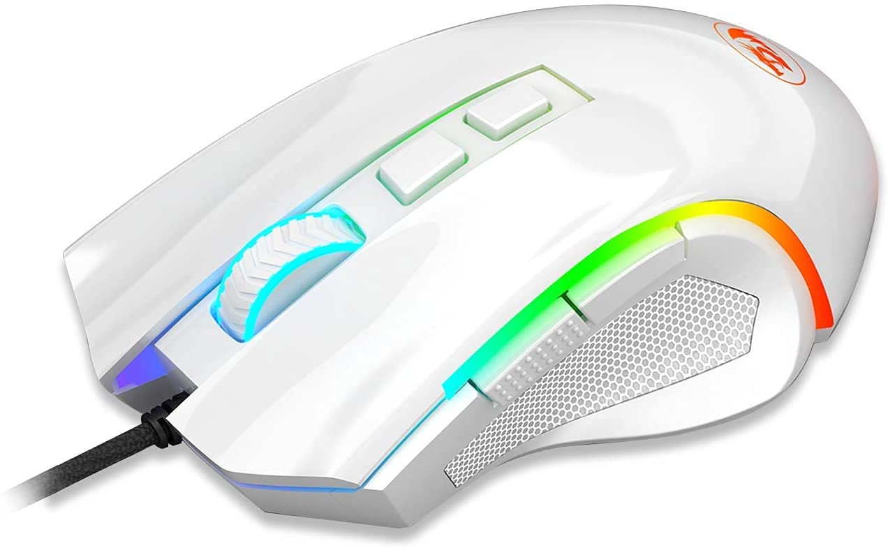 Redragon M602 RGB Wired Gaming Mouse - 7200 DPI High Precision, 8 Programmable RGB Backlight Modes, Ergonomic Design for PC Gamers (White) | Perfect for FPS, MOBA & MMO Gaming on Windows Computers