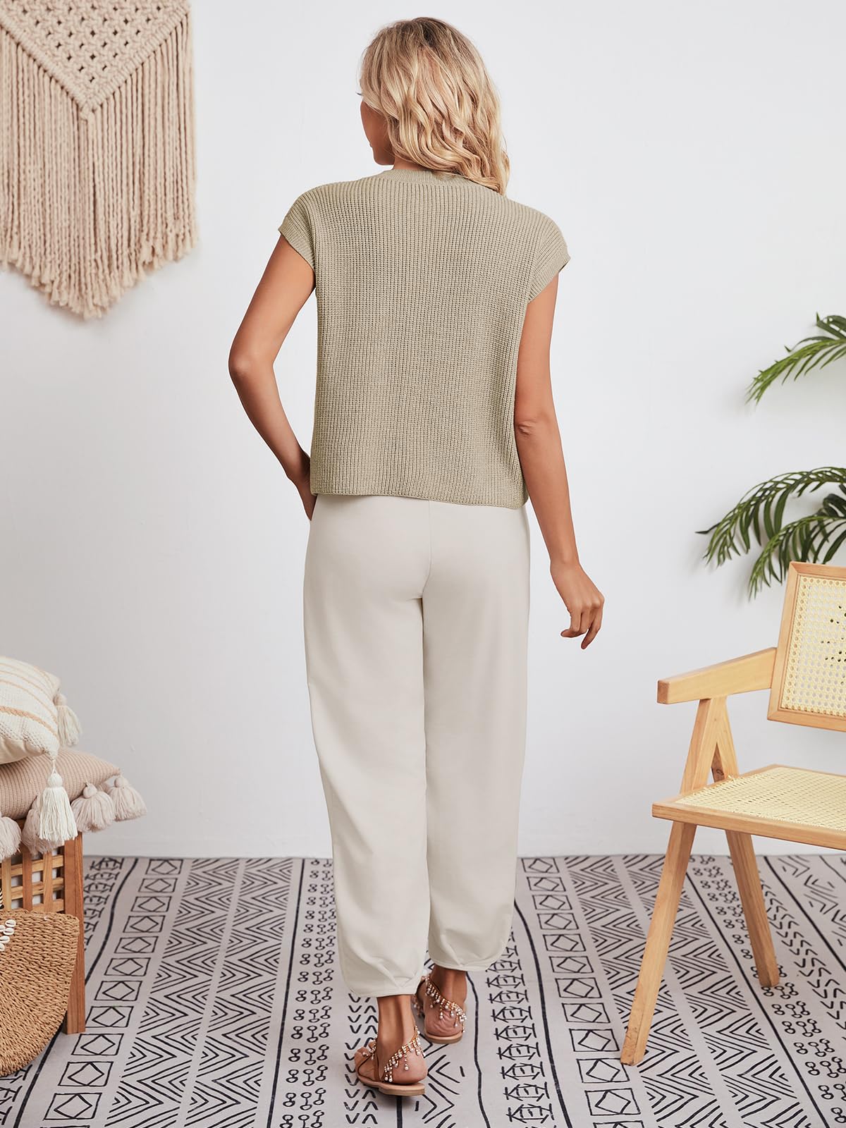 Women's Cozy Knit Sweater and High Waisted Pants Lounge Set - Soft Two Piece Outfit for Home, Yoga & Casual Wear | 2024 Fashion Matching Sets