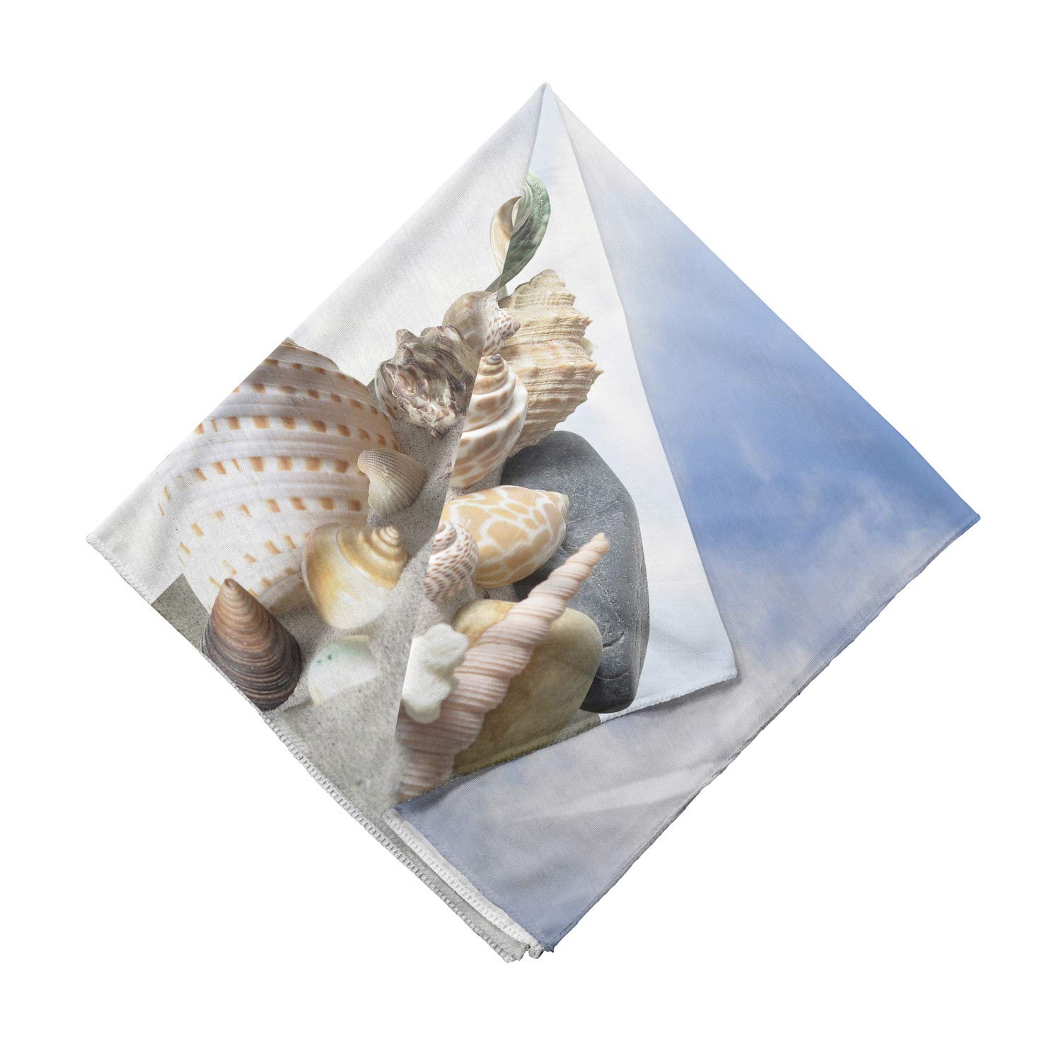 Ambesonne Shell Bandana - Seashells on Sand Hill Sky Design - Unisex Head & Neck Scarf for Beach, Summer & Outdoor Activities