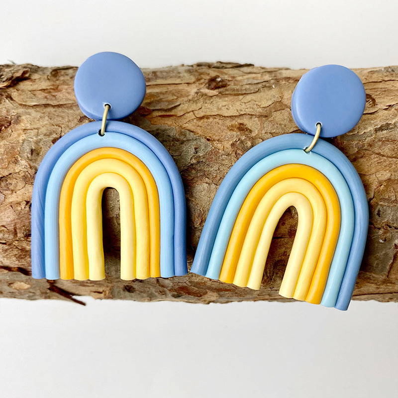 Vibrant Rainbow Colored Polymer Clay Earrings for Women - Lightweight & Hypoallergenic - Perfect for Parties, Festivals & Everyday Wear