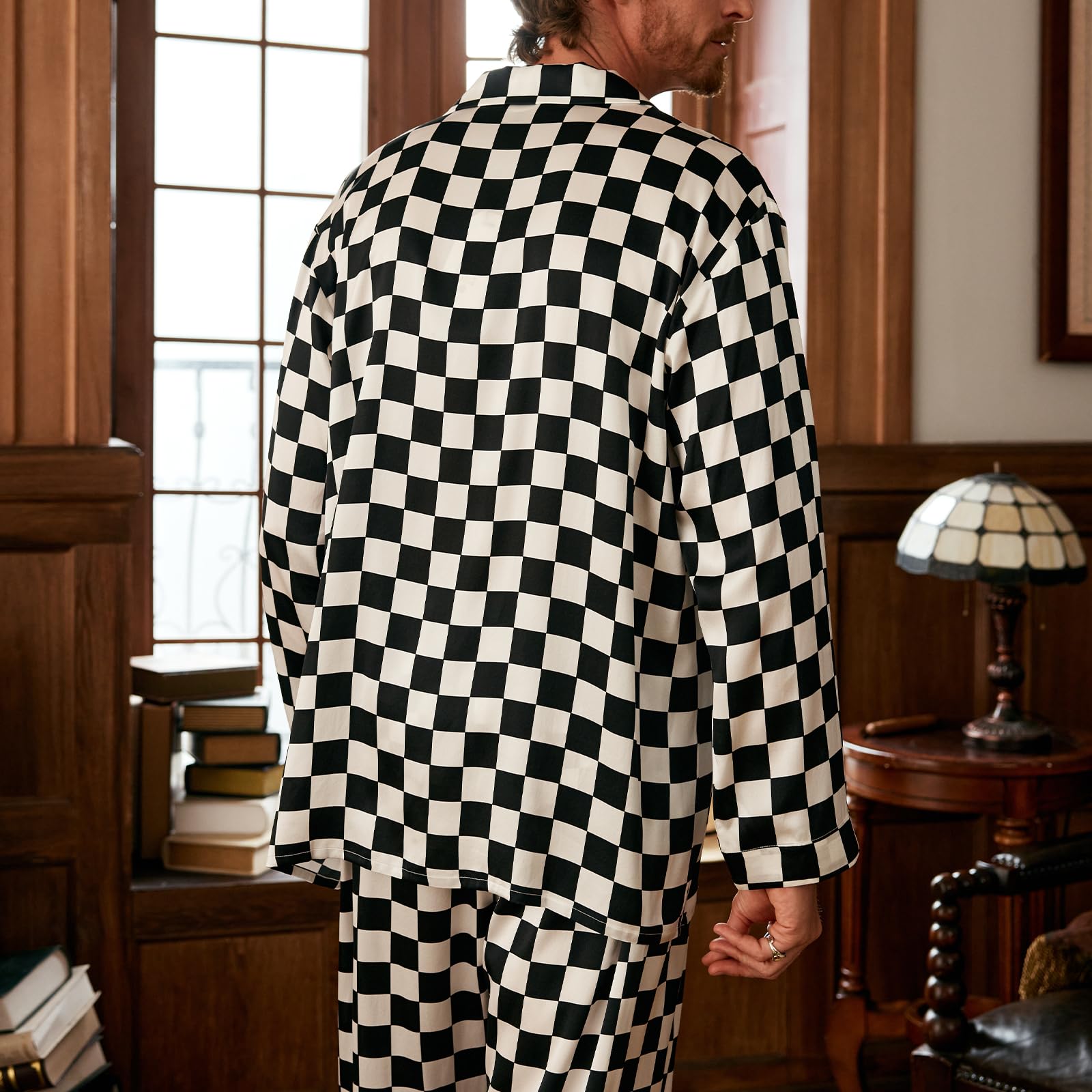 Luxury COLD POSH Men's Silk Pajama Set - 100% Pure Silk Long Sleeve Sleepwear with Button Down Shirt & Pants - Perfect for Relaxation, Lounging & Gift Giving