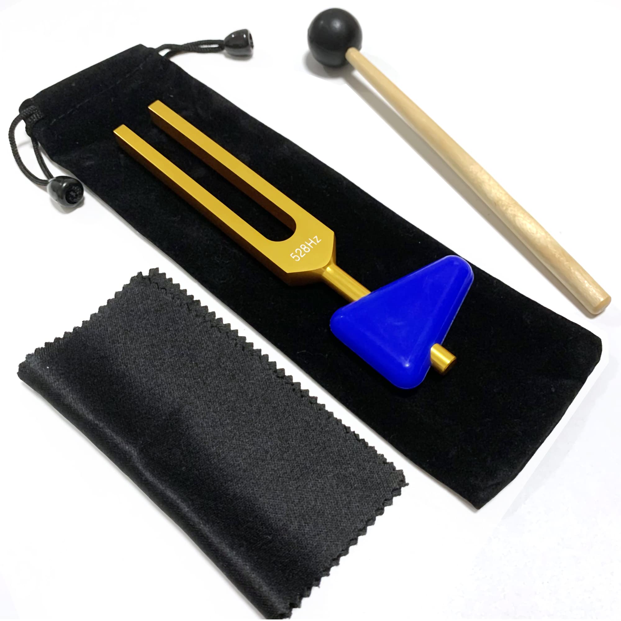 528Hz Tuning Forks Set for DNA Repair & Sound Healing Therapy - 5 Pack Golden Forks with Black Silicone Hammer - Perfect for Meditation, Energy Work & Chakra Balancing