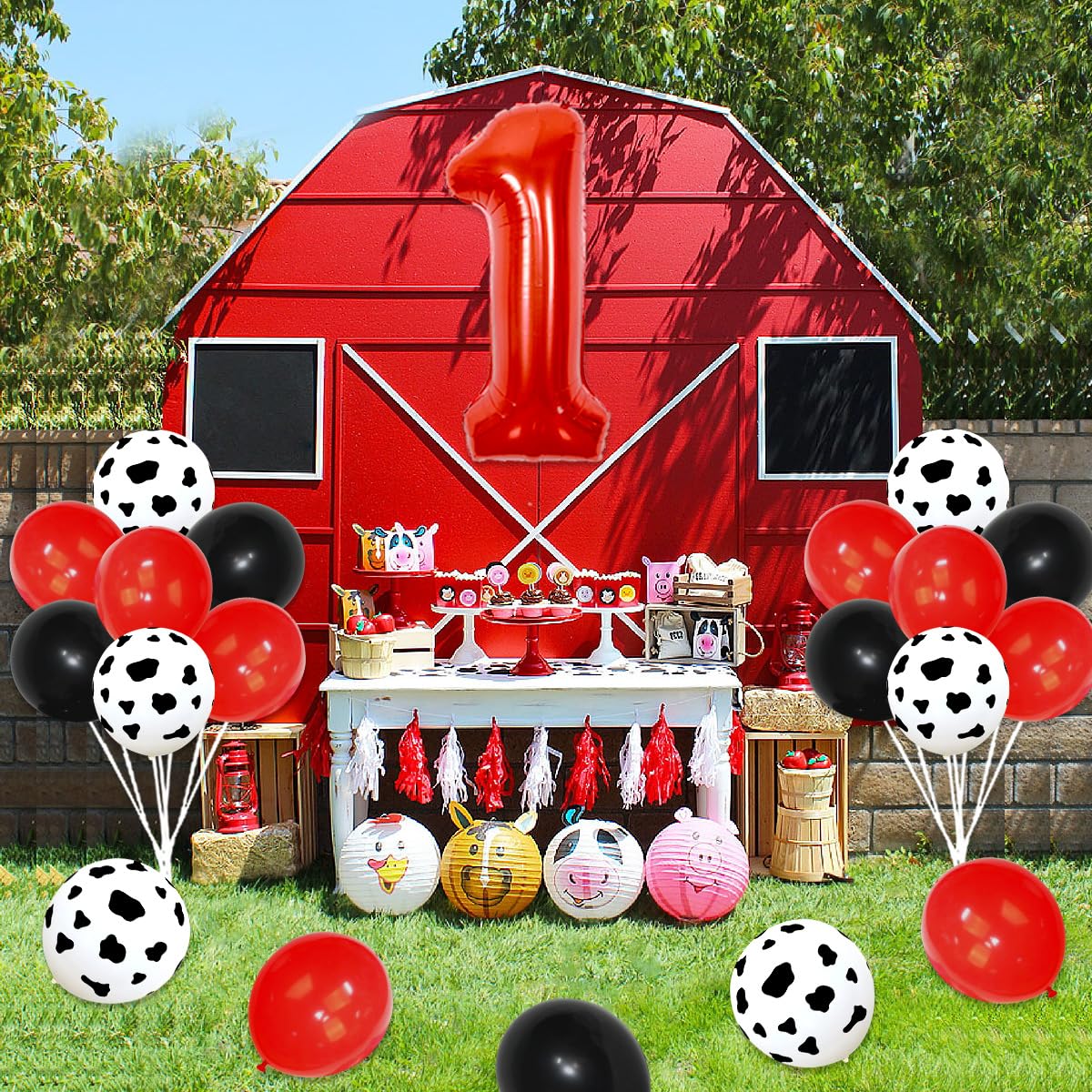 Farm Animal Theme 1st Birthday Decorations for Boys - Farm Animals Balloon Garland, Barnyard Backdrop & Party Supplies - Perfect for Baby Boy's First Birthday, Barnyard Theme Party, Farmhouse Decorations & Photo Booth Backgrounds