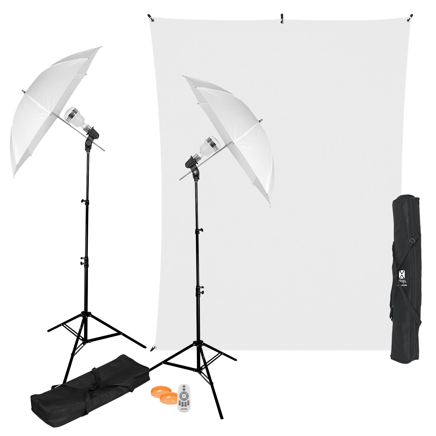 Professional uLite 2 Light Umbrella Kit with X Drop Backdrop & Stands - Perfect for Photography, Video Shooting, and Studio Lighting (Black)