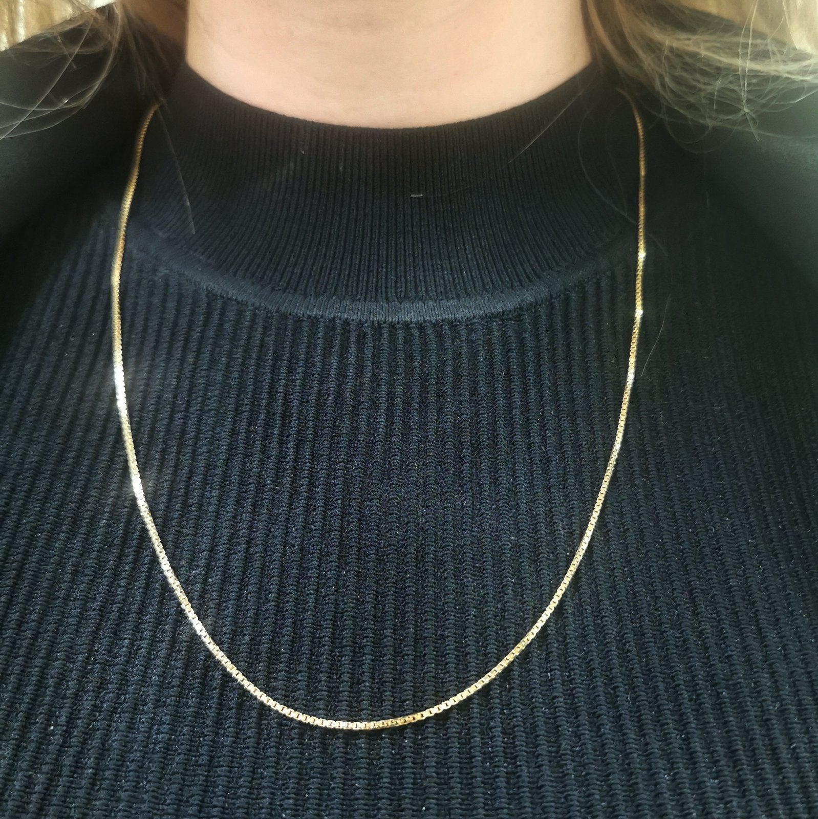10K Yellow Gold Box Chain Necklace for Women - 23 Inches | Elegant Layering Piece for Everyday Wear & Special Occasions