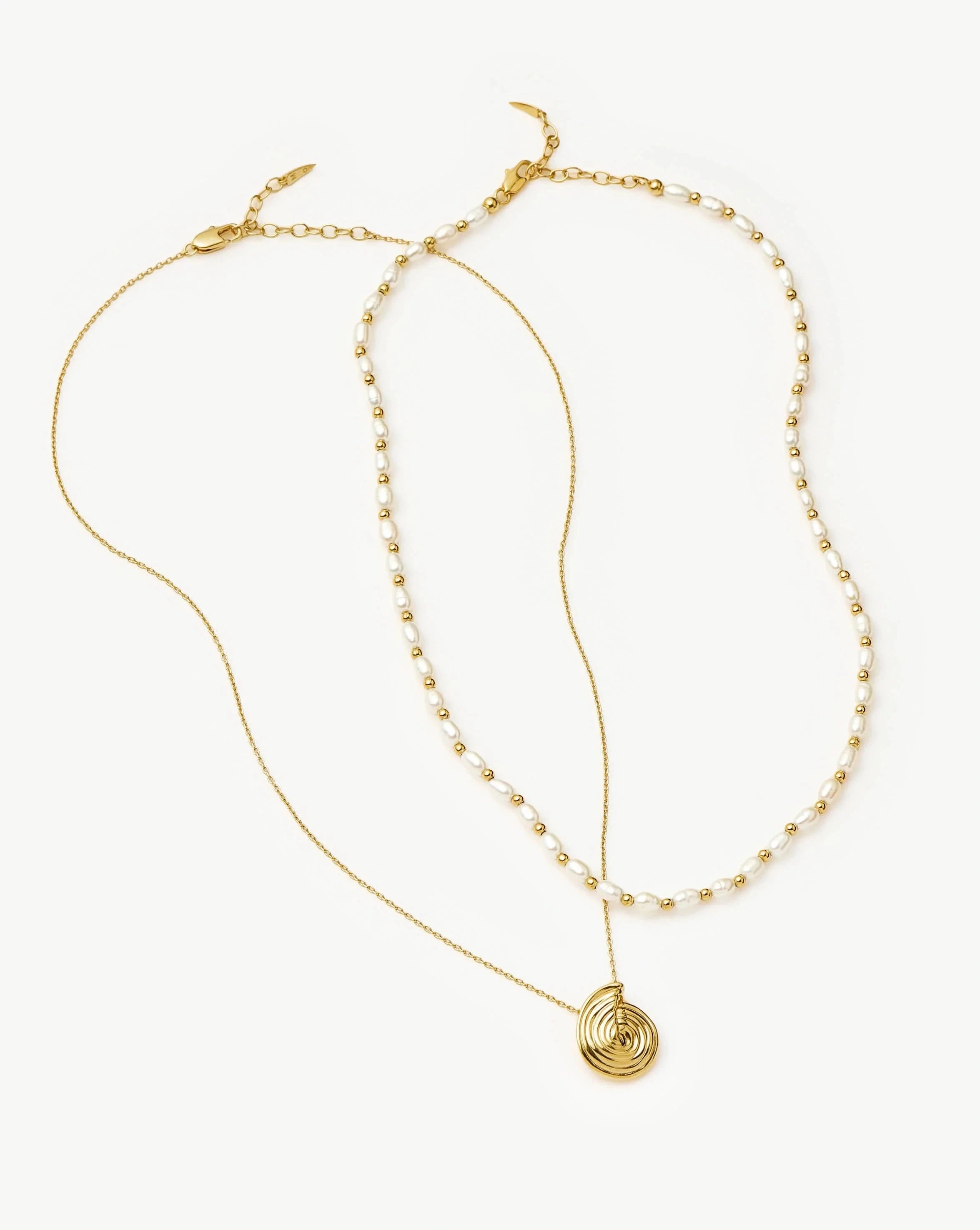 Elegant Spiral Pendant Necklace & Pearl Beaded Choker Set - 18k Gold Plated Jewelry for Women | Perfect for Date Night, Wedding & Special Occasions