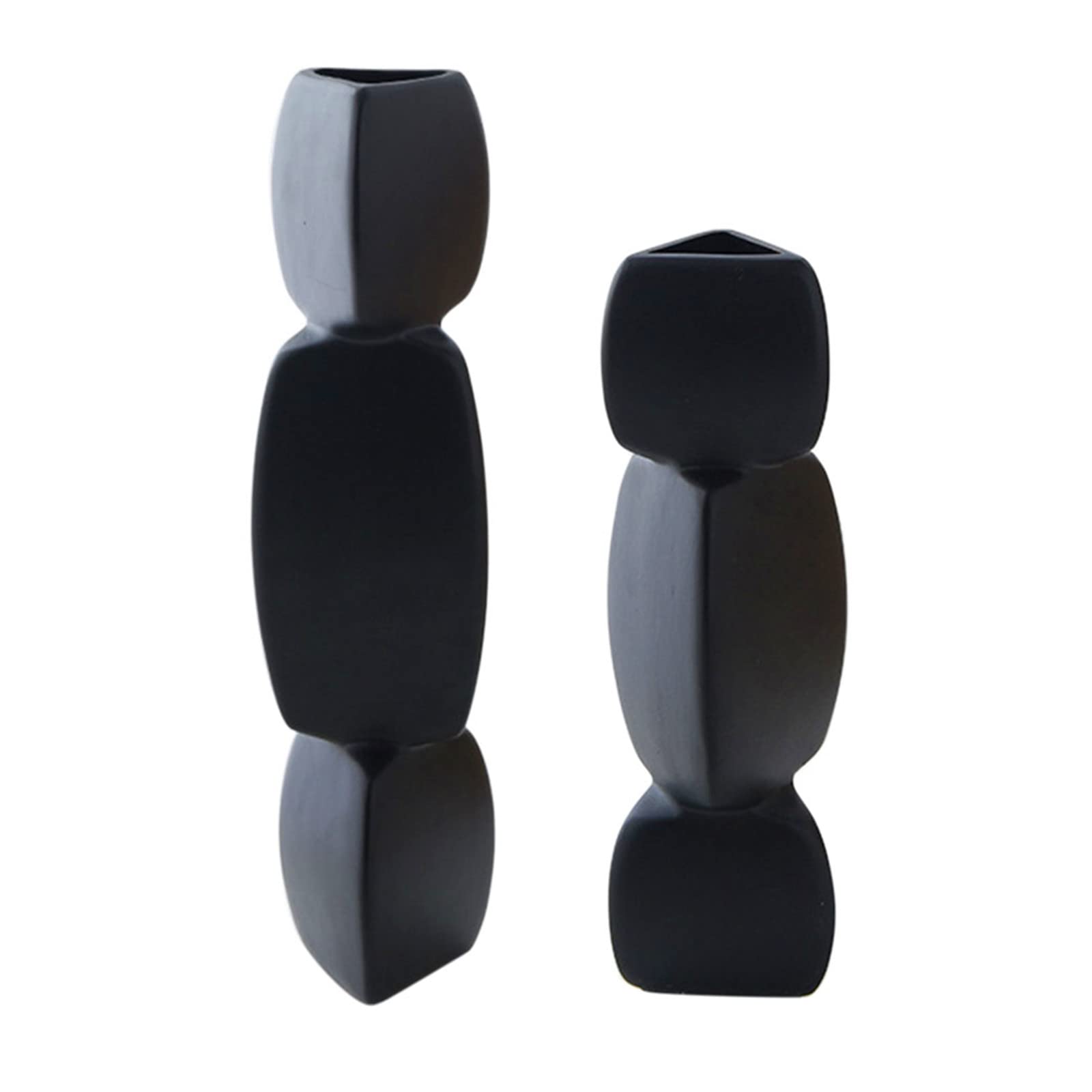 BELUAPI 2Pack Ceramic Flower Vases - White & Black Geometric Spiral Vases, Handmade Modern Decorative Vases for Home Decor, Wedding Centerpiece, Living Room, Bedroom, Office Desk Decorations