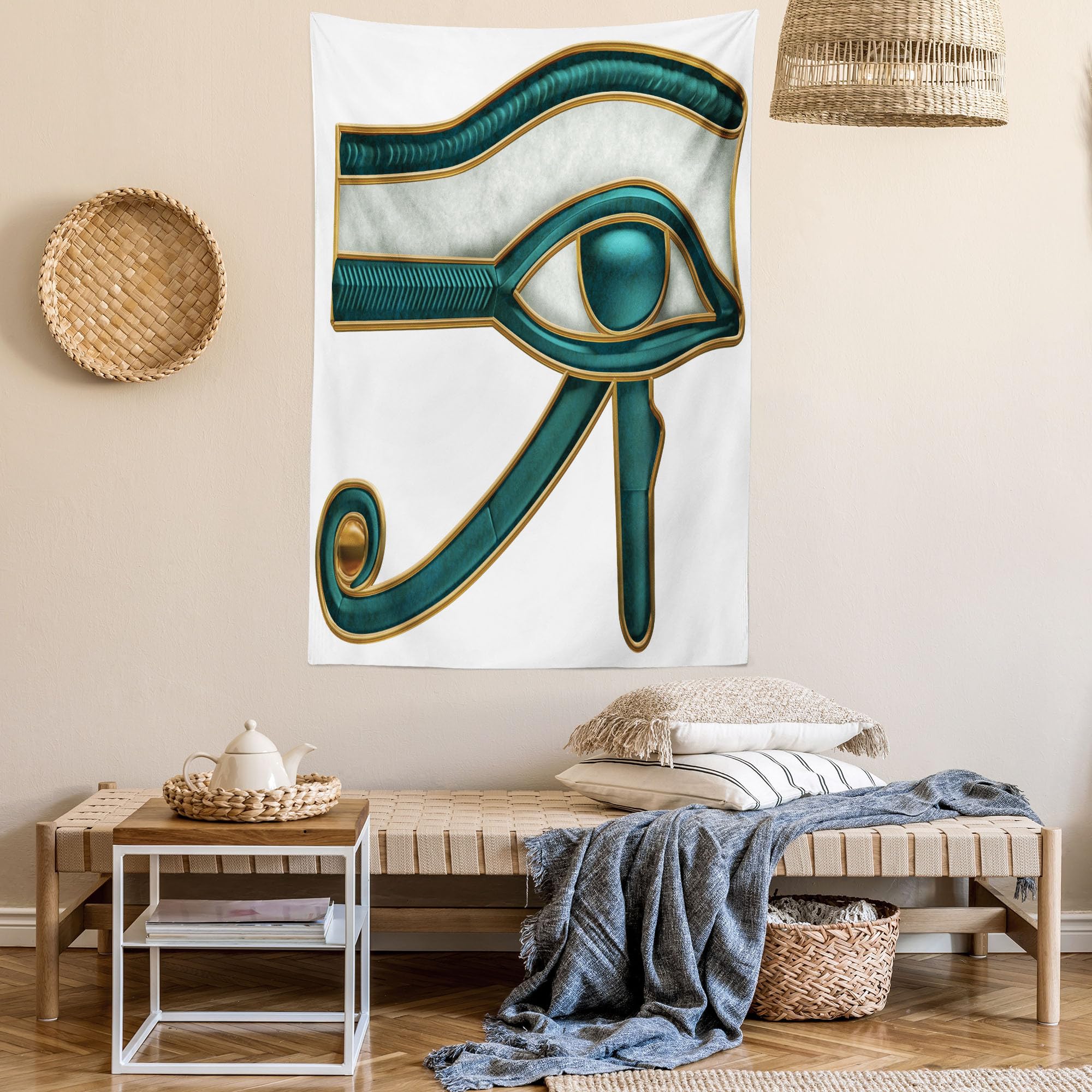 Ambesonne Egyptian Print Tapestry - Eye of Horus Protection Wall Hanging Decor for Bedroom, Living Room, Dorm | 60