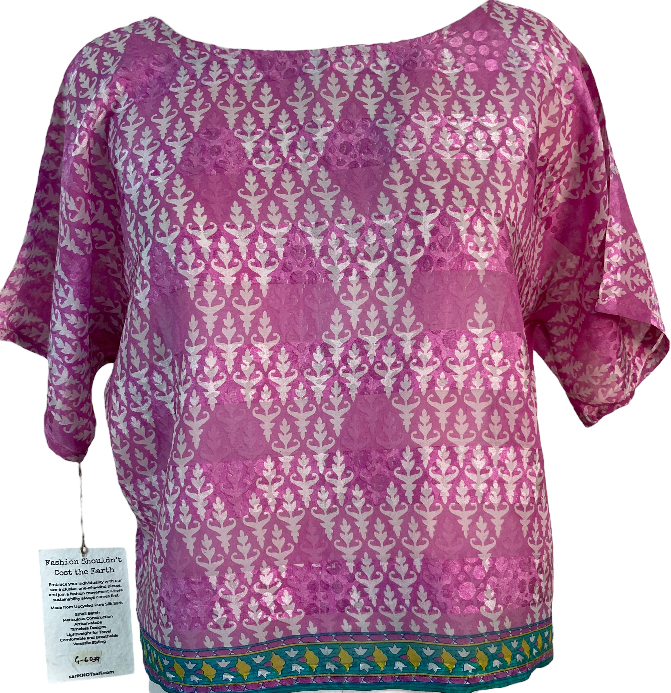 PRG6039 Women's Sheer Avatar Pure Silk Boxy Top - Elegant Blouse for Casual Wear, Office & Evening Outfits