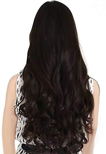 Premium Dark Brown Curly/Wavy Hair Extensions for Women - 1 Pack | Clip-In Human Hair Extensions for Volume & Length | Perfect for Parties, Weddings & Everyday Styling