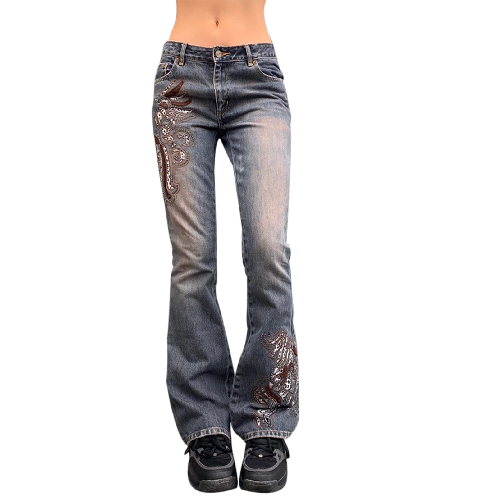 NUFIWI Women's Low Waist Cargo Pants - Straight Leg Baggy Trousers | Aesthetic Wide Leg Denim Jeans | Harajuku Grunge Streetwear | Perfect for Casual Outings, Street Style & Urban Fashion