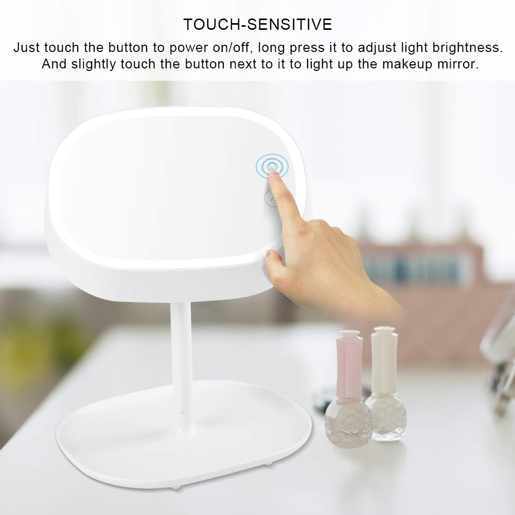 Akozon 2-in-1 LED Ring Light Makeup Mirror & Desk Lamp - Adjustable Rechargeable Dimmable Lighting for YouTube Live Stream, Makeup Studio, Photography, Selfie, Tattoo Artist - Perfect for Home Office & Beauty Salon (White)