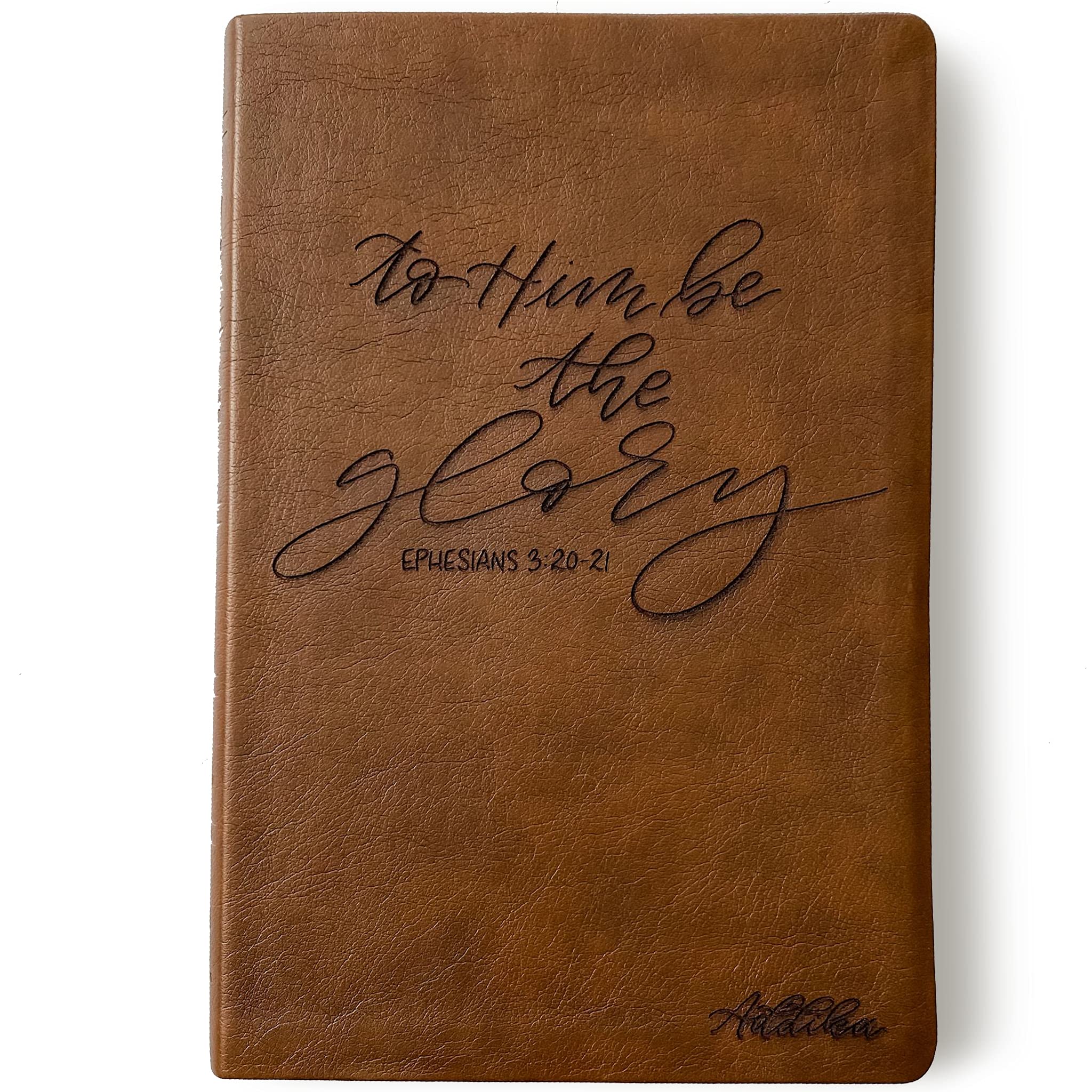 Personalized NASB Large Print Reference Bible - Hand Lettered & Laser Engraved Brown Leather Cover | Custom Name Engraving Available | Perfect for Daily Devotion, Bible Study & Gift Giving
