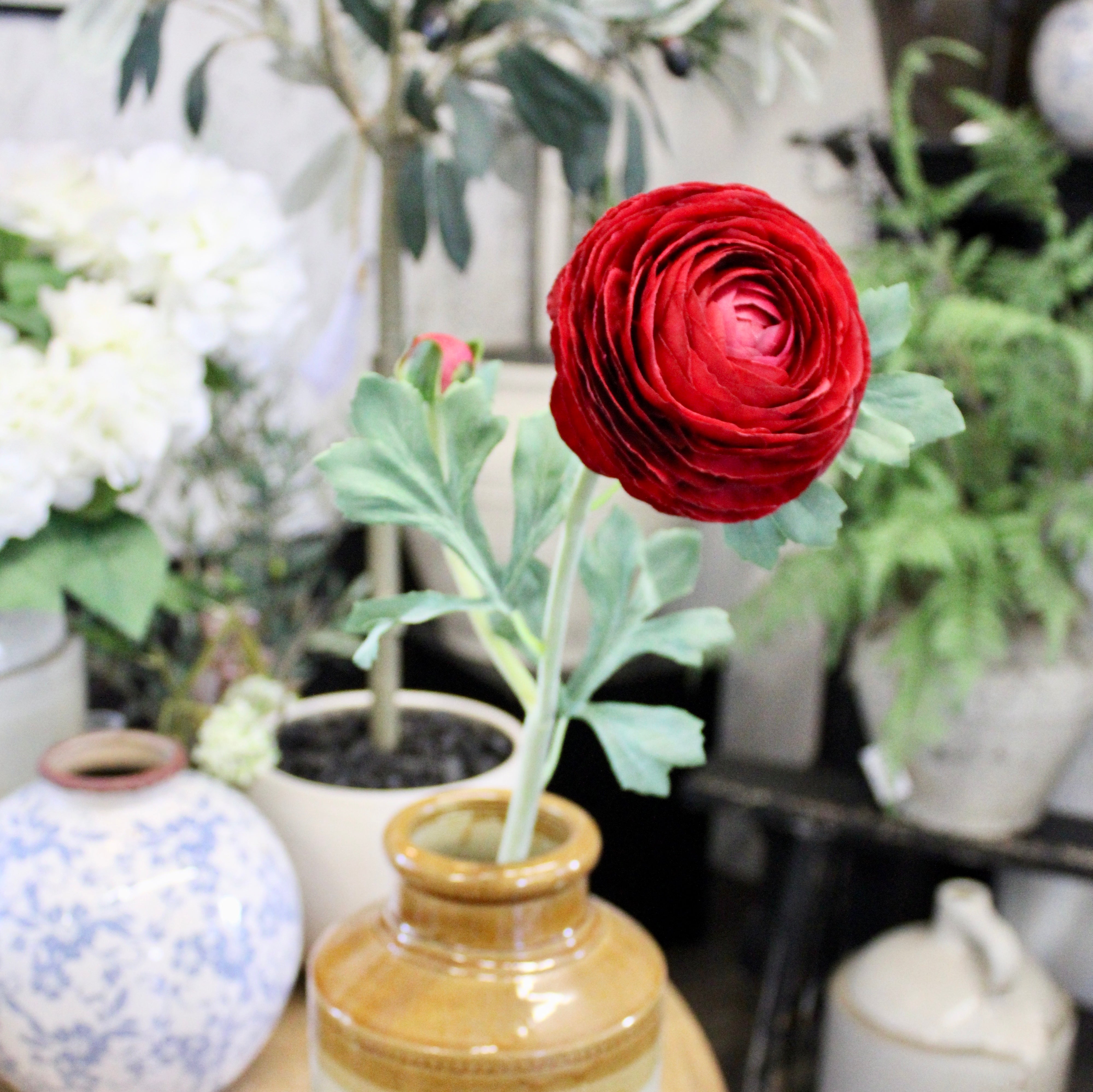 Premium Deep Red Ranunculus Artificial Flowers - 12 Pack Realistic Silk Ranunculus Stems for Wedding Bouquets, Home Decor, and Floral Arrangements