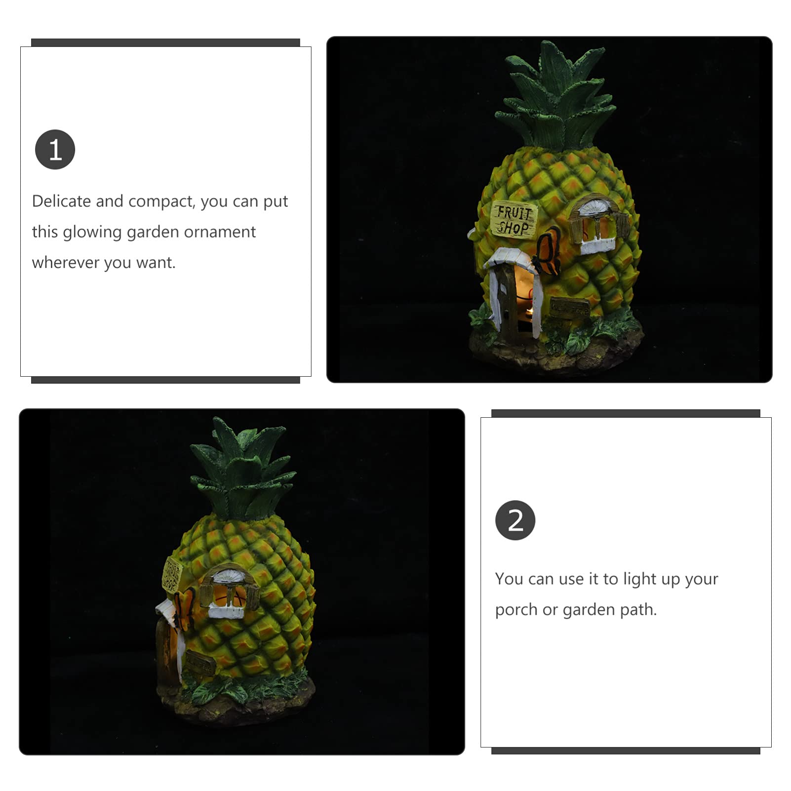 Uonlytech Solar Pineapple LED Garden Light - Waterproof Outdoor Decorative Pathway Lighting with Auto On/Off, Resin Figurine for Yard, Patio, Lawn & Landscape Decoration - Perfect for Garden Parties, Walkways & Nighttime Ambience