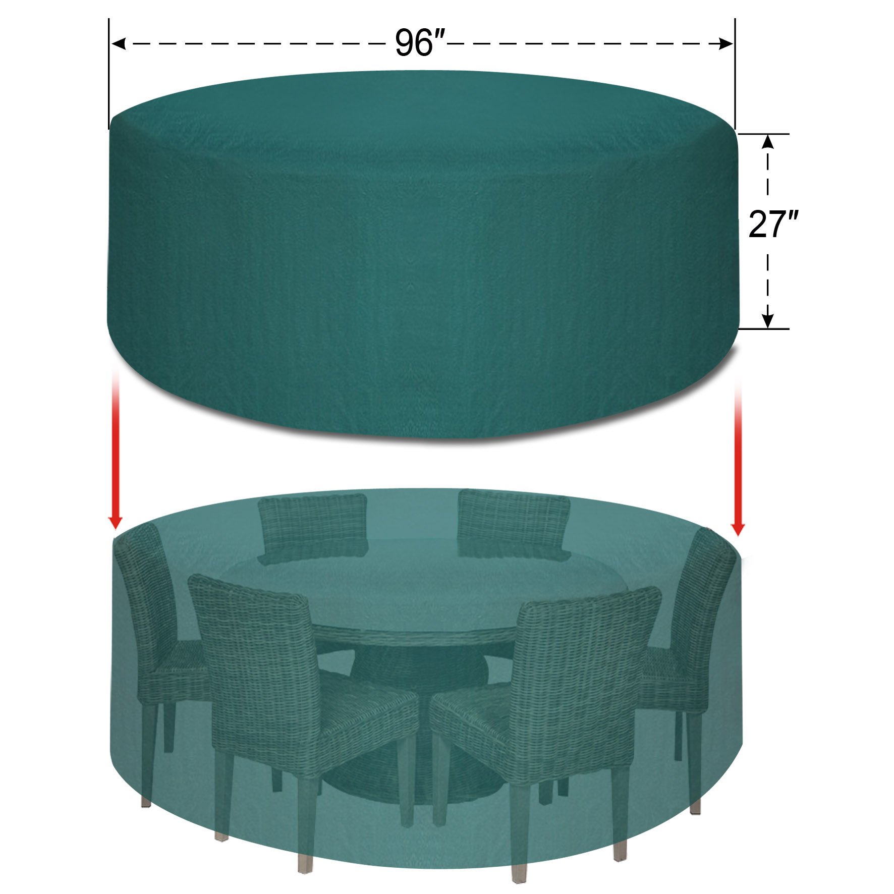 Durable Camel Patio Furniture Cover for Outdoor Garden - Waterproof Winter Protector for Round & Square Tables & Chairs (Green) - Perfect for Backyard, Deck, and Poolside Use