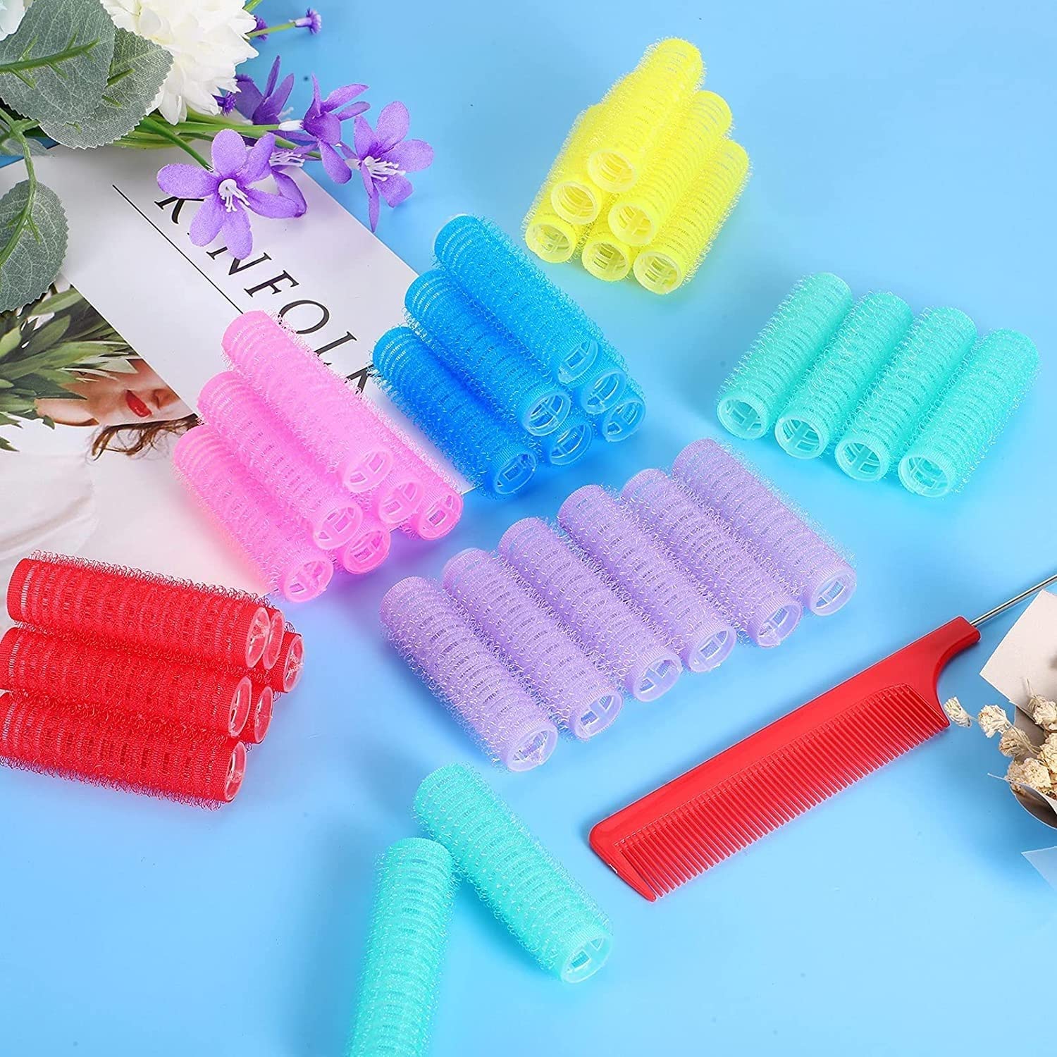 12PCS Sweetpea Hair Rollers for Curling - Self Grip Holding Rollers for Long, Medium & Short Hair (1.5 X 6 CM) | Perfect for Home Styling, Salon Use & Travel | SVR001