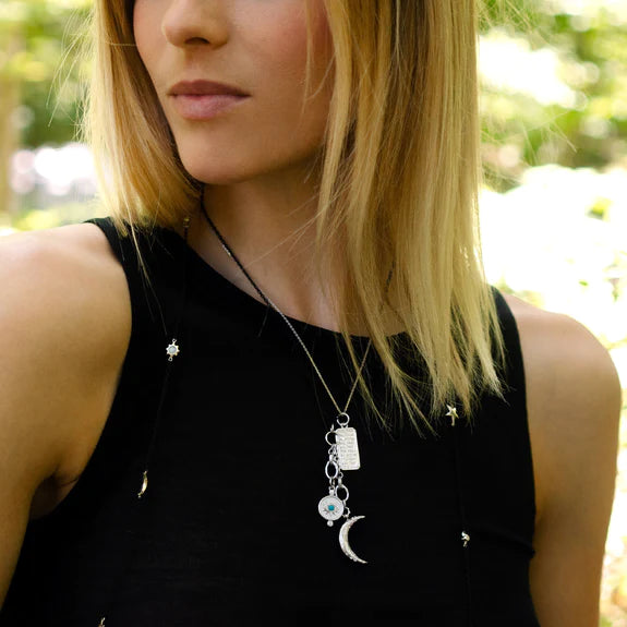 Monica Rich Kosann Dream Moon Charm Necklace with Genuine Sapphires - Perfect for Romantic Gifts, Anniversary Jewelry & Special Occasions