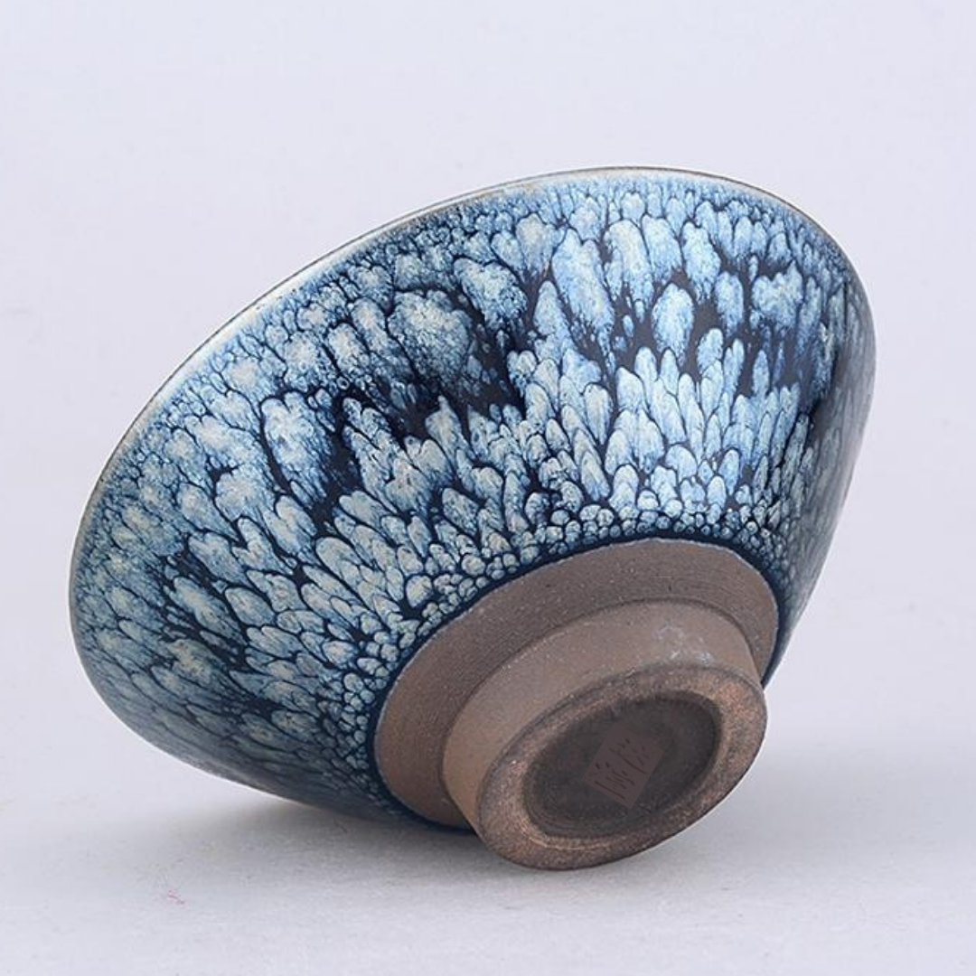 Premium Jianzhan (Tenmoku) Tea Bowls - Handcrafted Jian Ware Floral Harmony Ceramic Tea Cups for Matcha, Japanese Tea Ceremony & Zen Meditation - Authentic Chinese Tea Drinking Experience