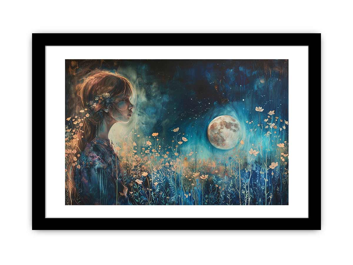 Stunning Moon Framed Wall Art Print - Night Sky Celestial Decor for Bedroom, Living Room & Office