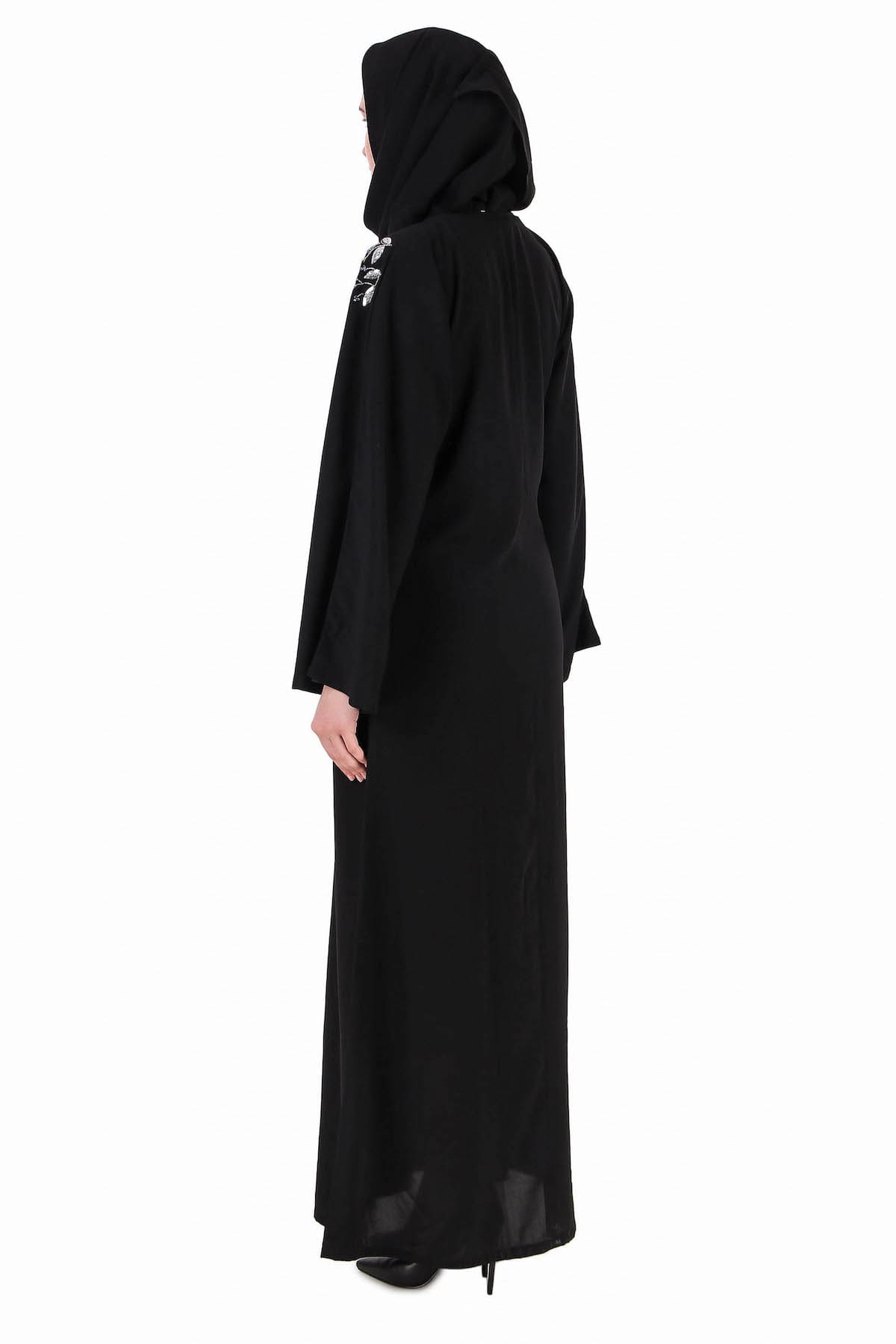 Elegant Front Open Hand Leaf Embroidered Dubai Abaya Dress for Women - Perfect for Islamic Prayer, Eid Celebrations & Modest Fashion