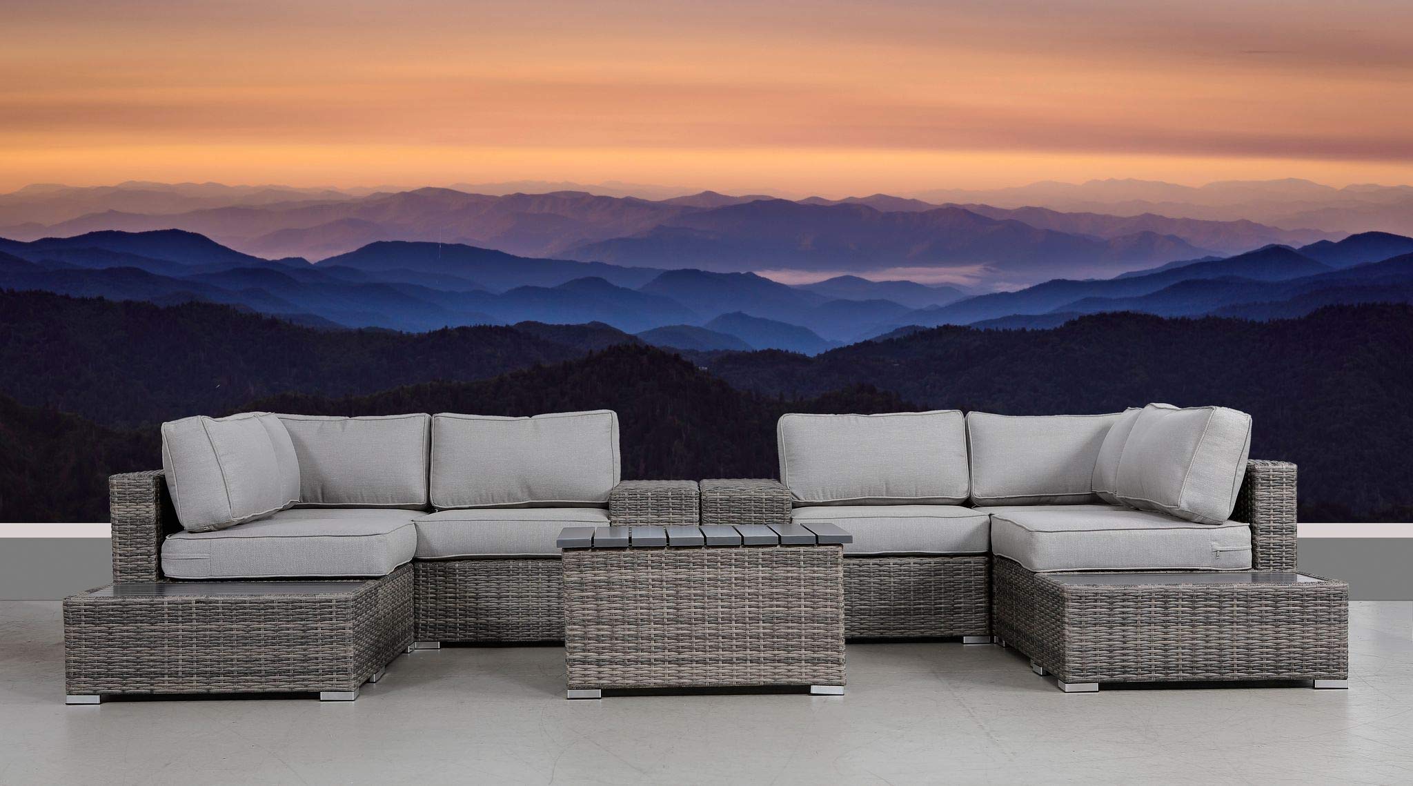 Outdoor Wicker Patio Furniture Sectional Conversation Sofa Set - 11 Piece Rattan Sofa Set for Backyard, Porch, Poolside or Garden | No Assembly Required Water-Resistant All-Weather Furniture [CM-5030] | Perfect for Outdoor Entertaining, Relaxation and Lounging